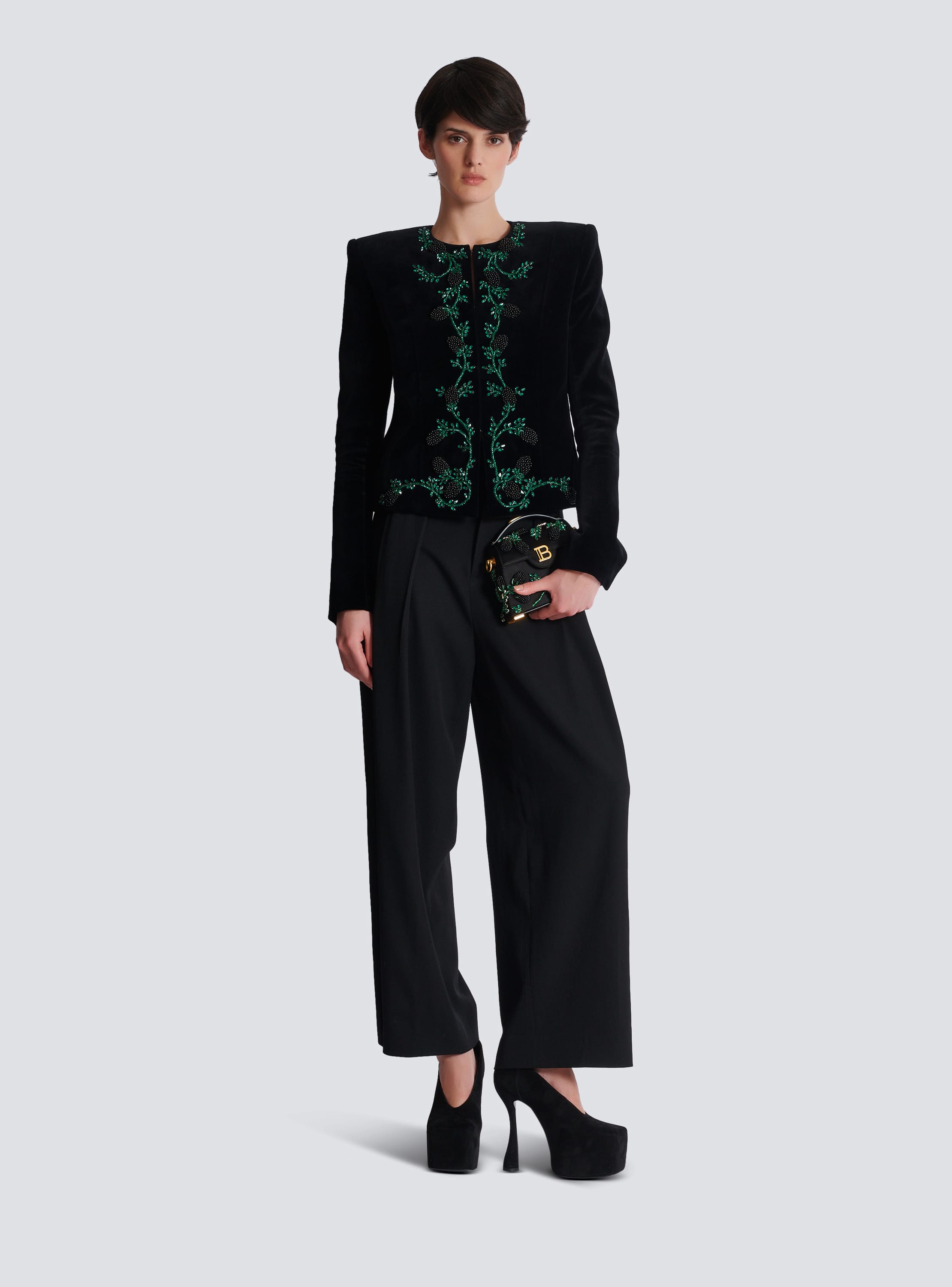 Blackberry embroidered velvet jacket