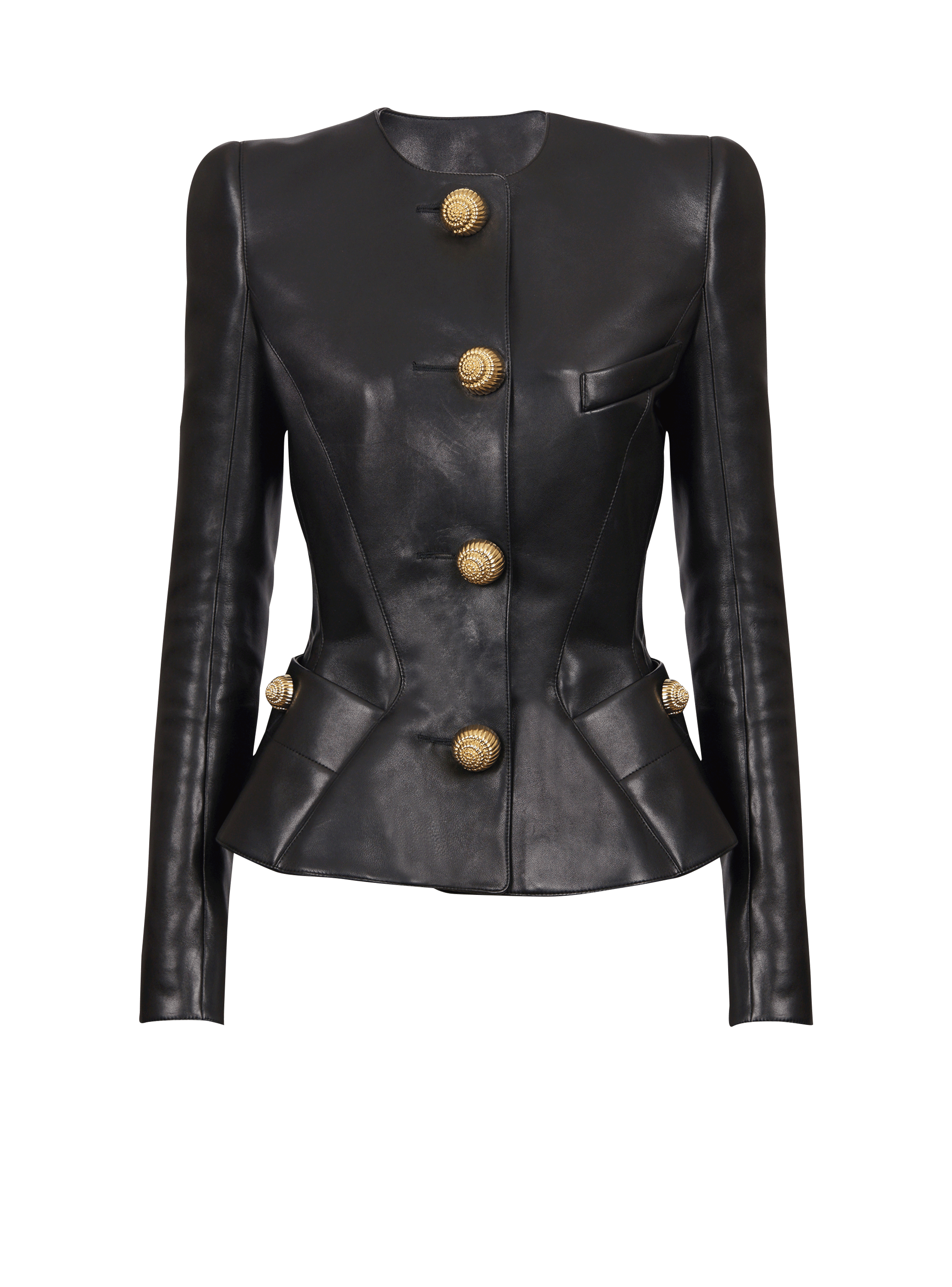 Chaqueta con péplum de piel de cordero