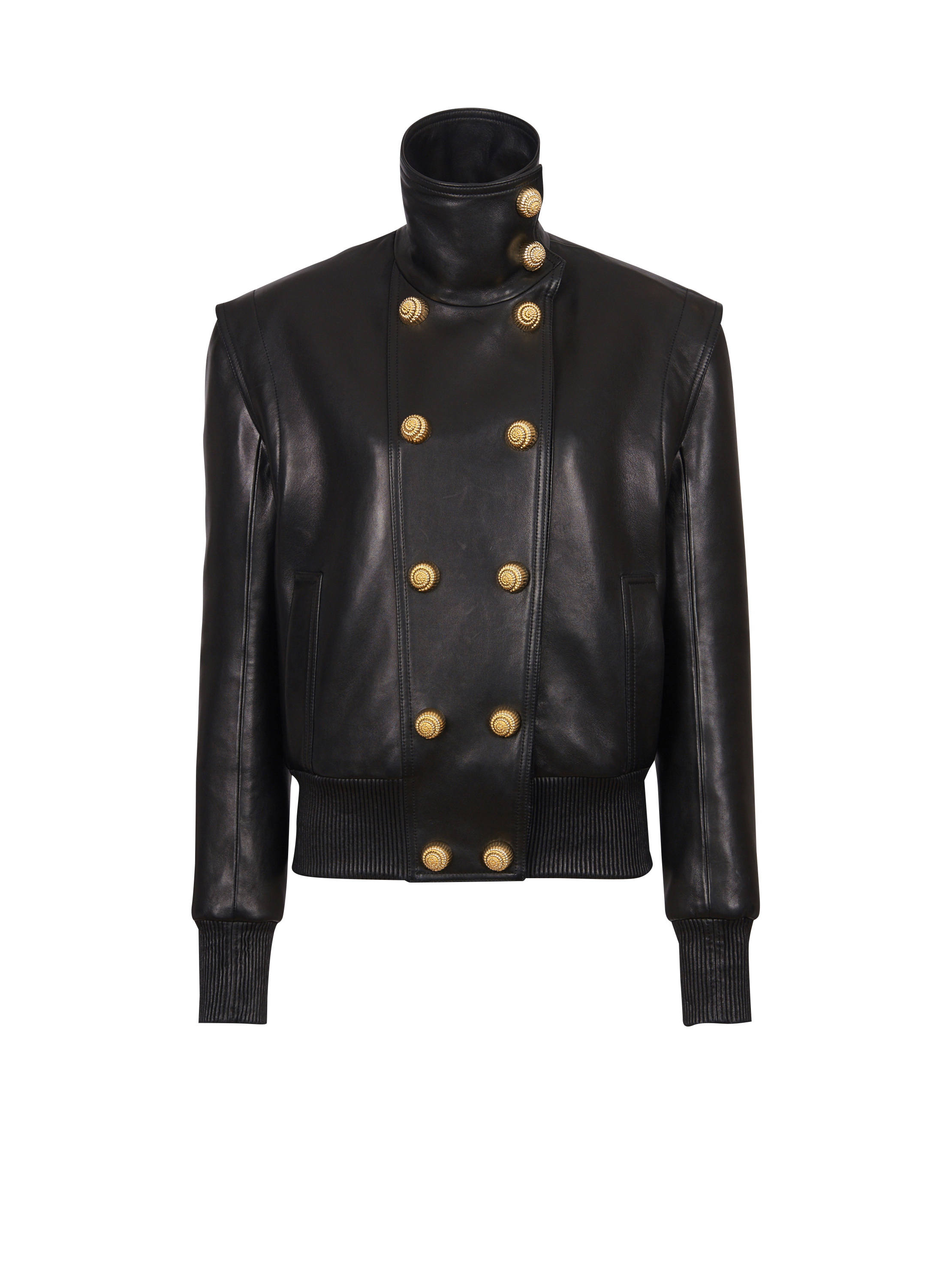 Lambskin leather aviator jacket with stand-up collar