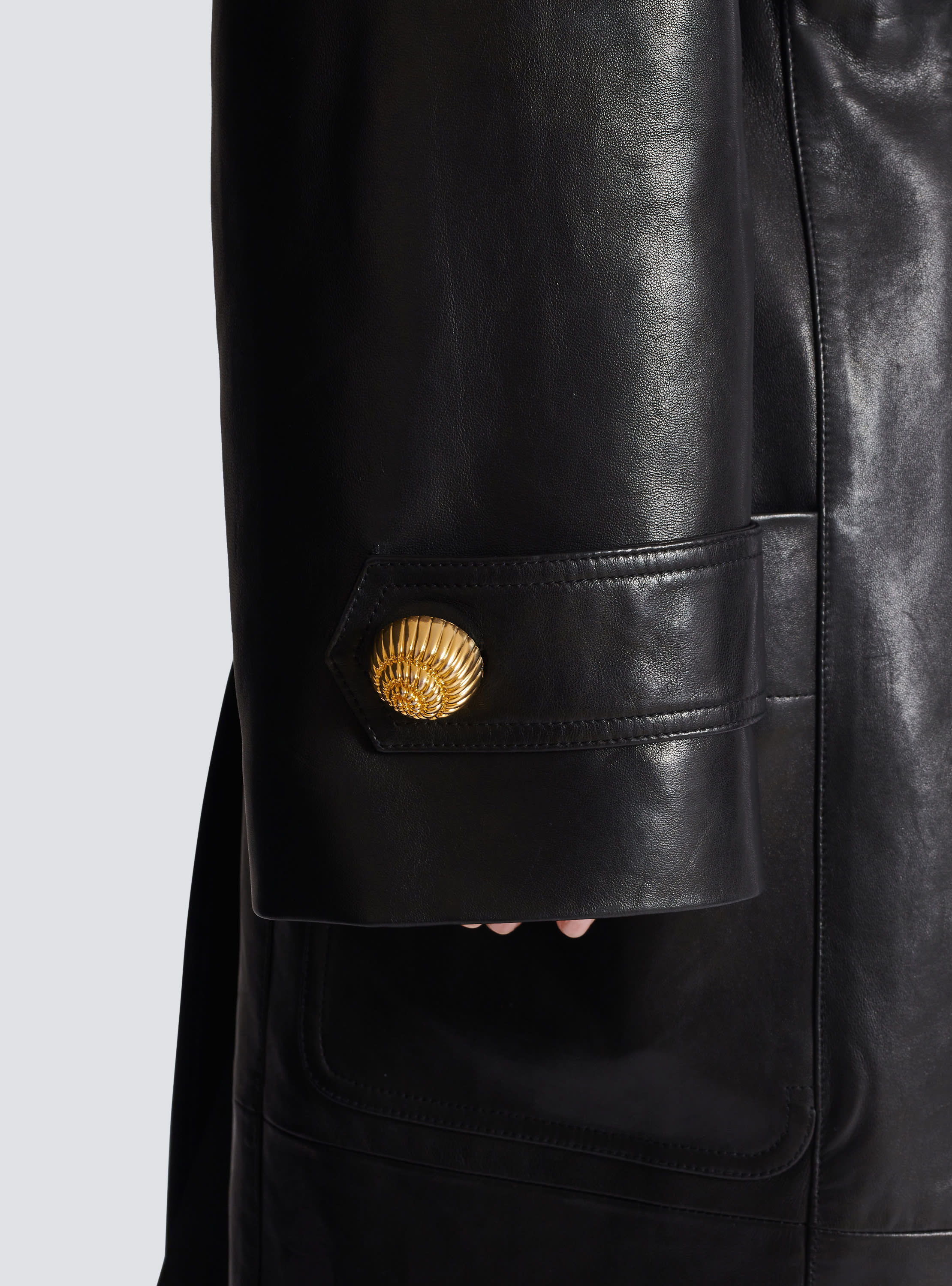 Belted trench coat in lambskin leather black Women BALMAIN