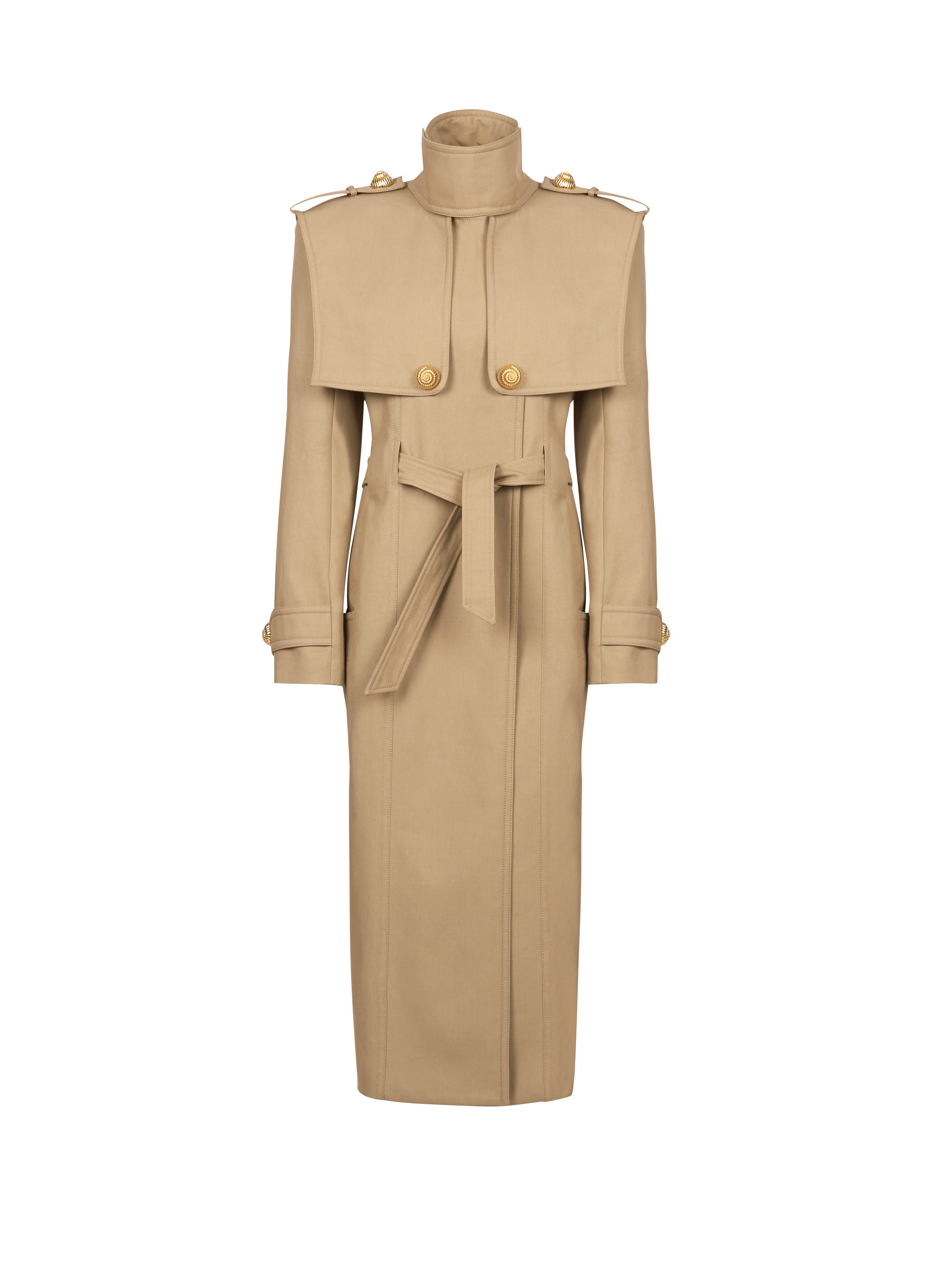 Belted trench coat in water-repellent cotton