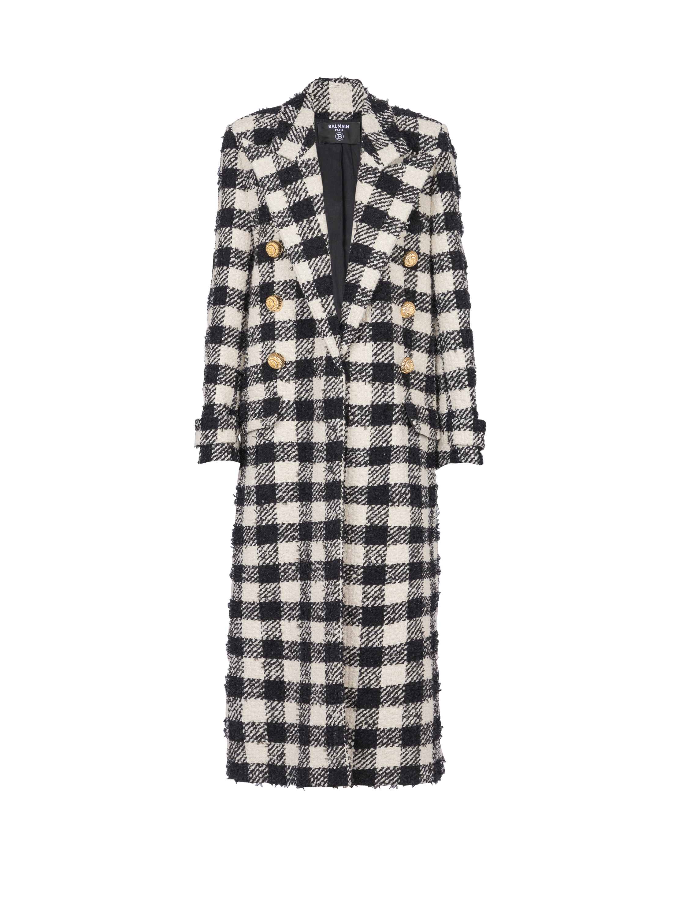 Long 6-button tweed coat