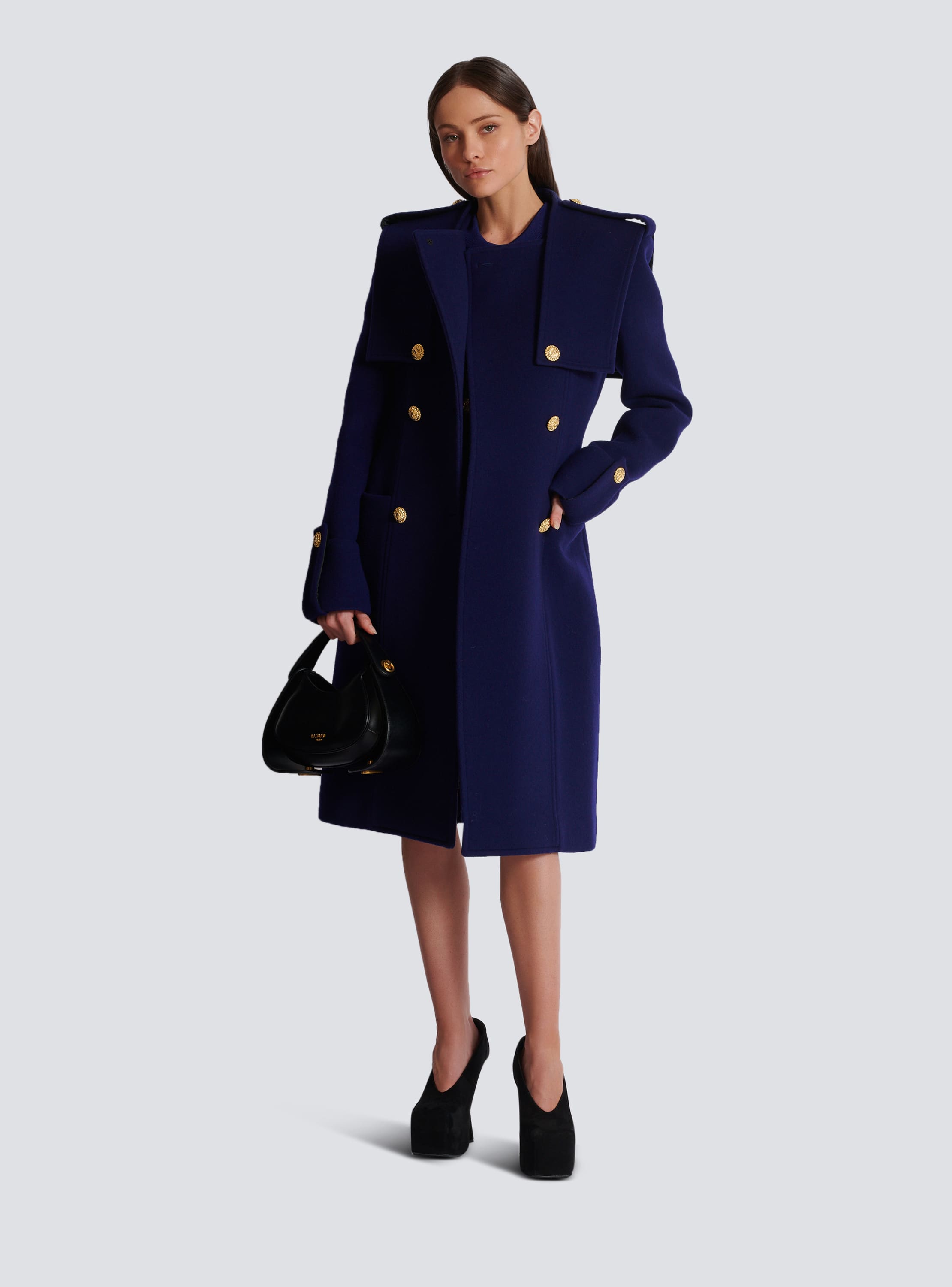 Balmain leather trench coat online