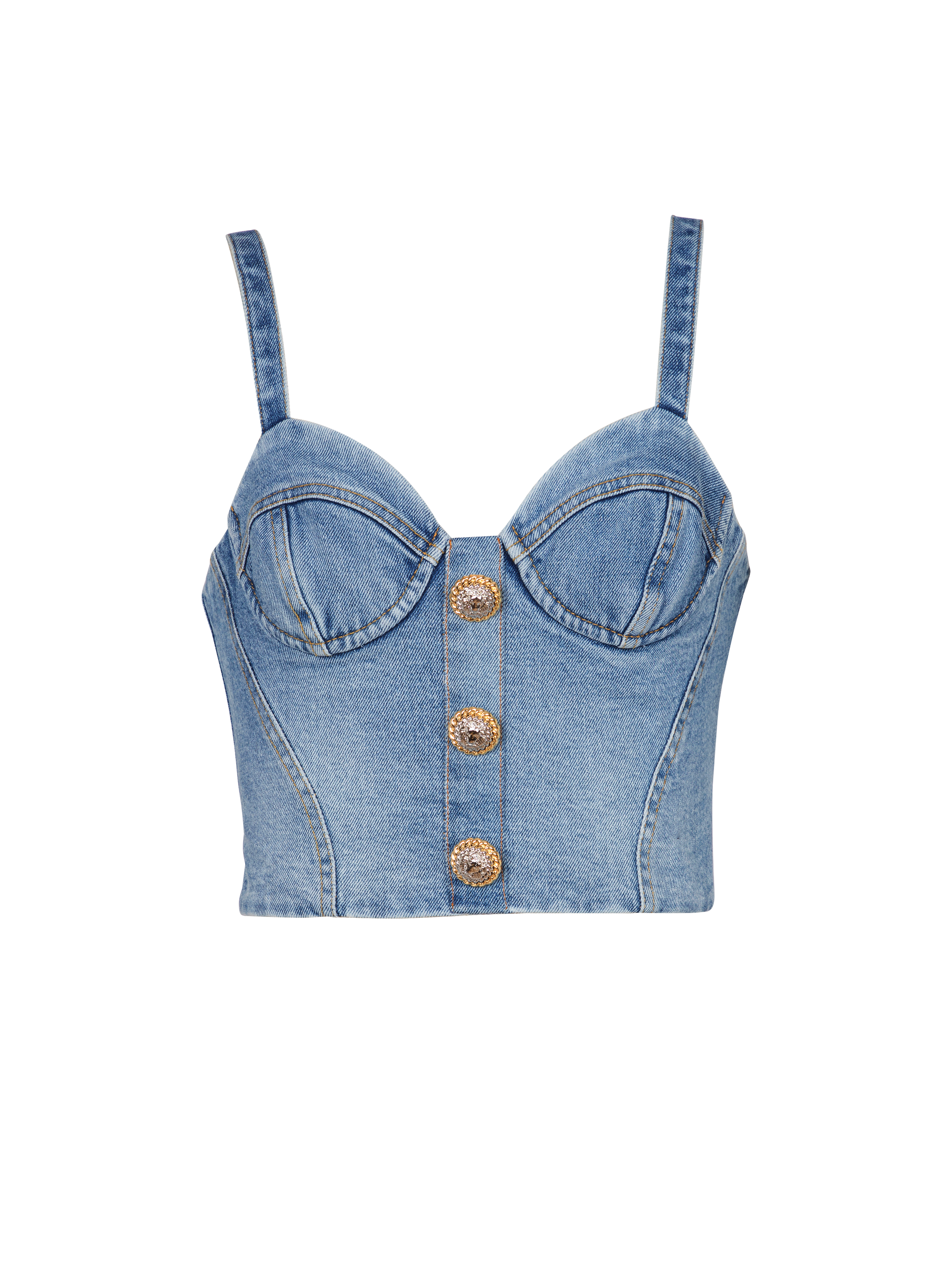 Top con spalline sottili in denim