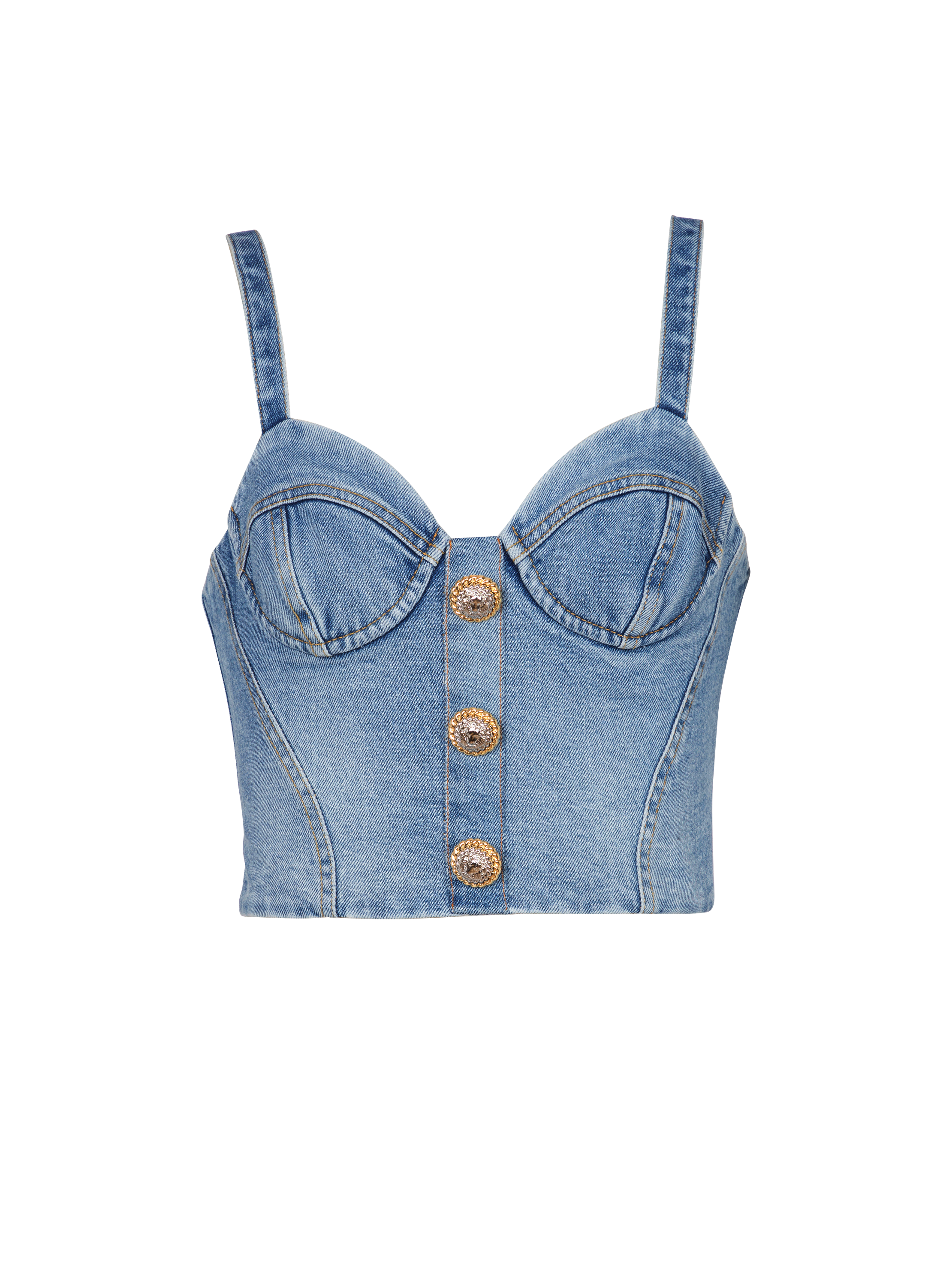 Denim top with thin straps
