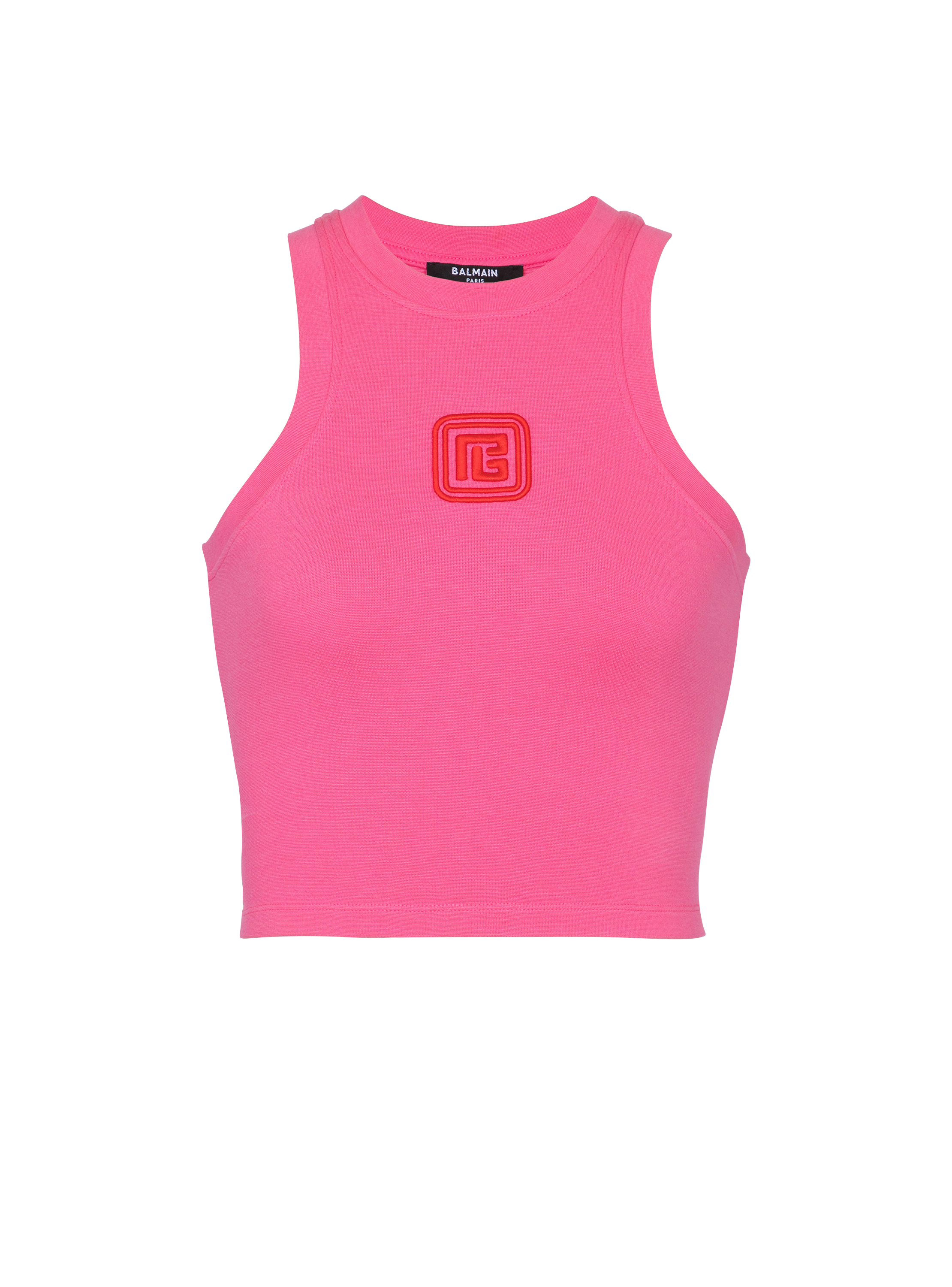 Kurzes Tanktop mit Retro PB-Stickerei