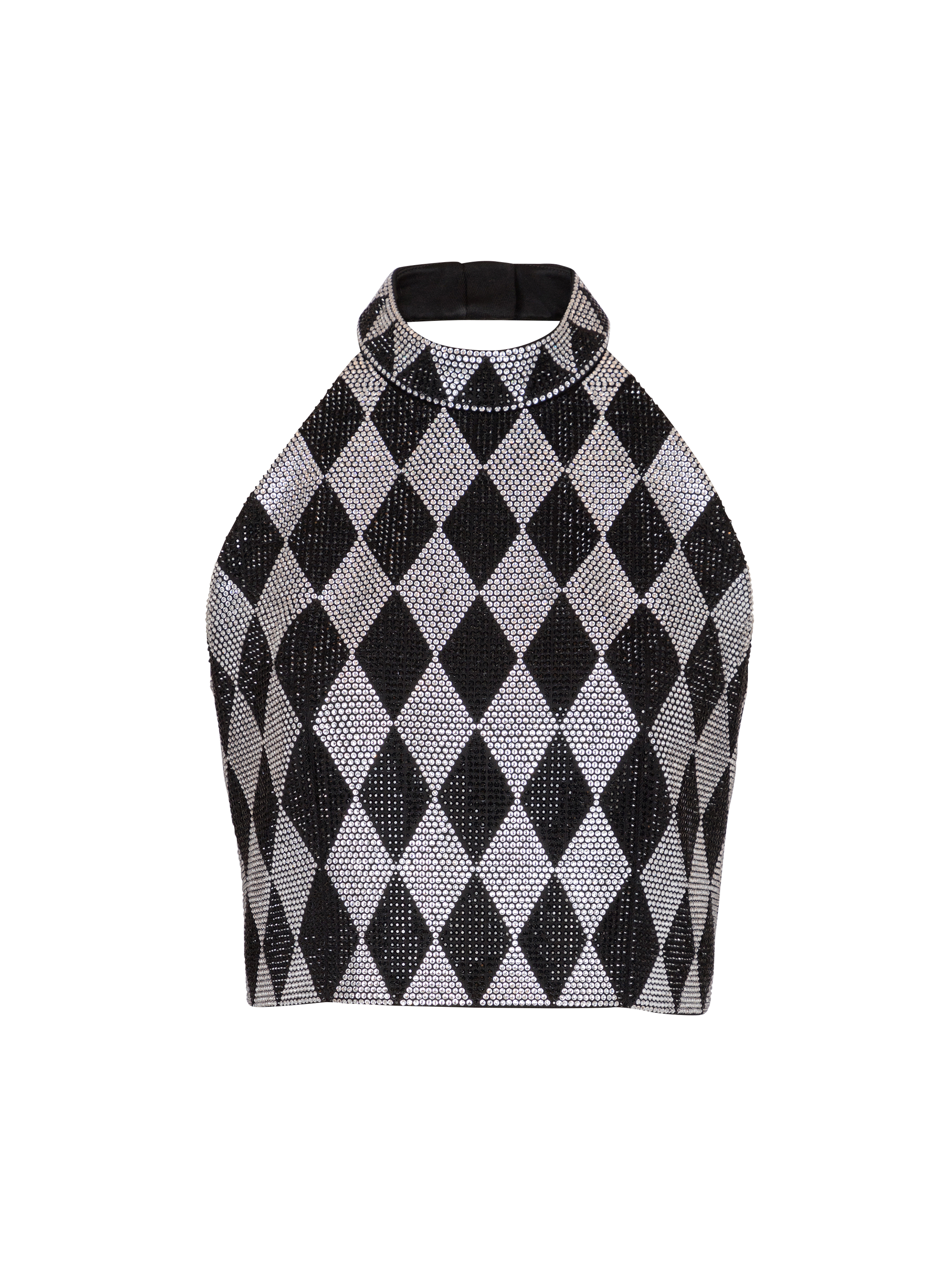 balmain paris Top dos-nu en strass Diamond noir - Femme