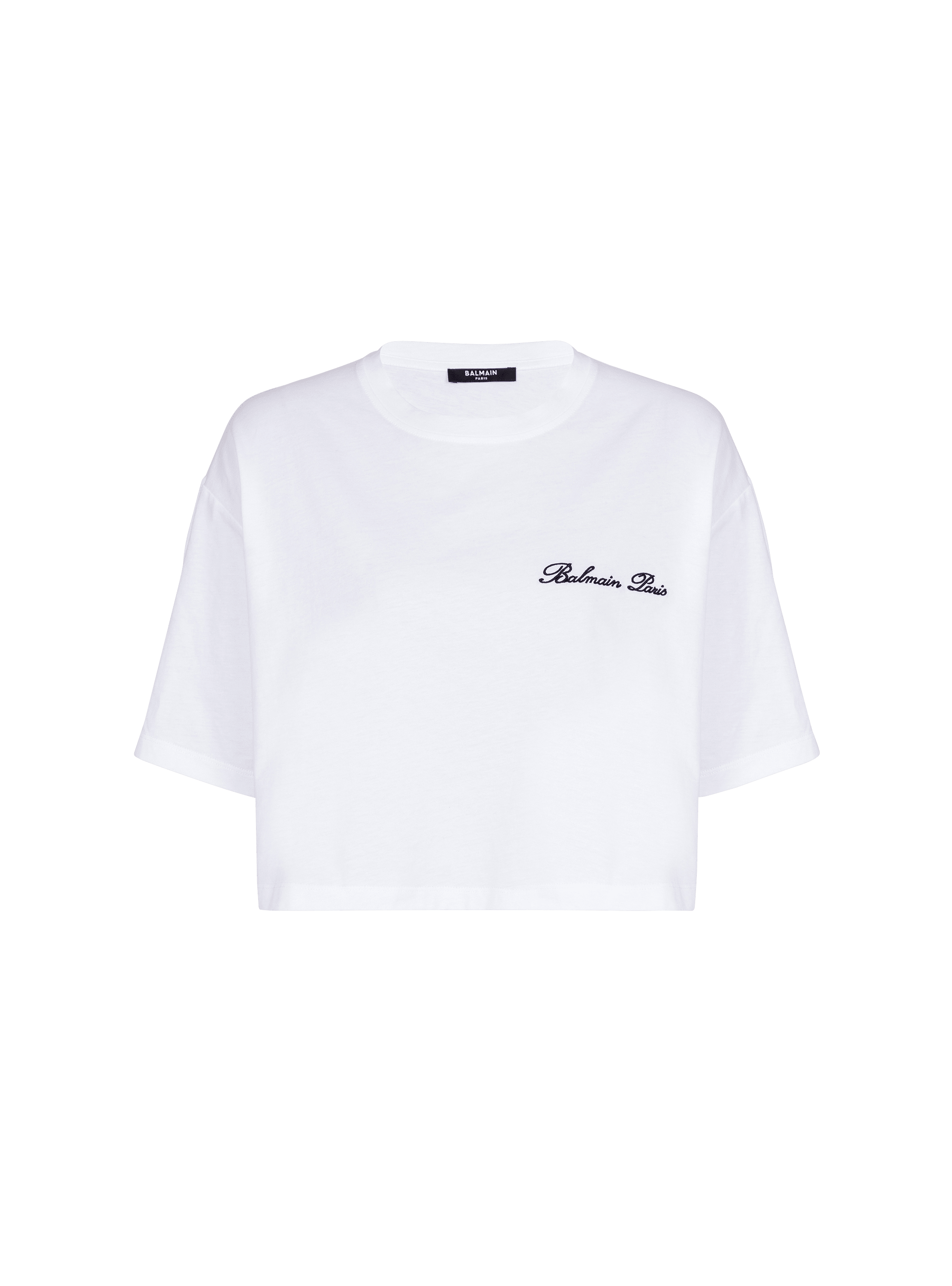 T-Shirt mit Balmain Signature-Stickerei