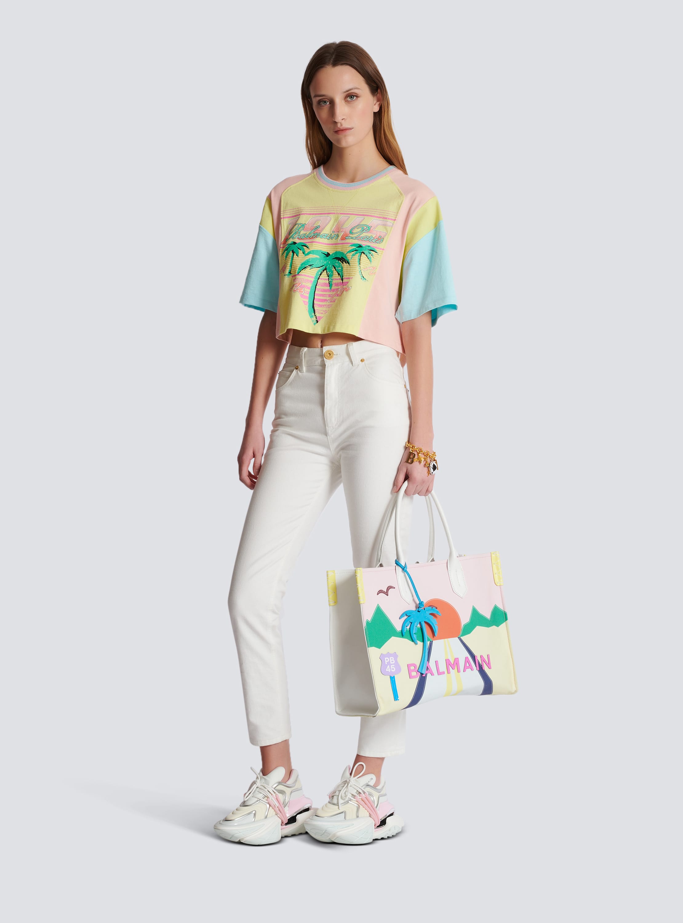 T-Shirt mit Balmain Signature Palmenprint