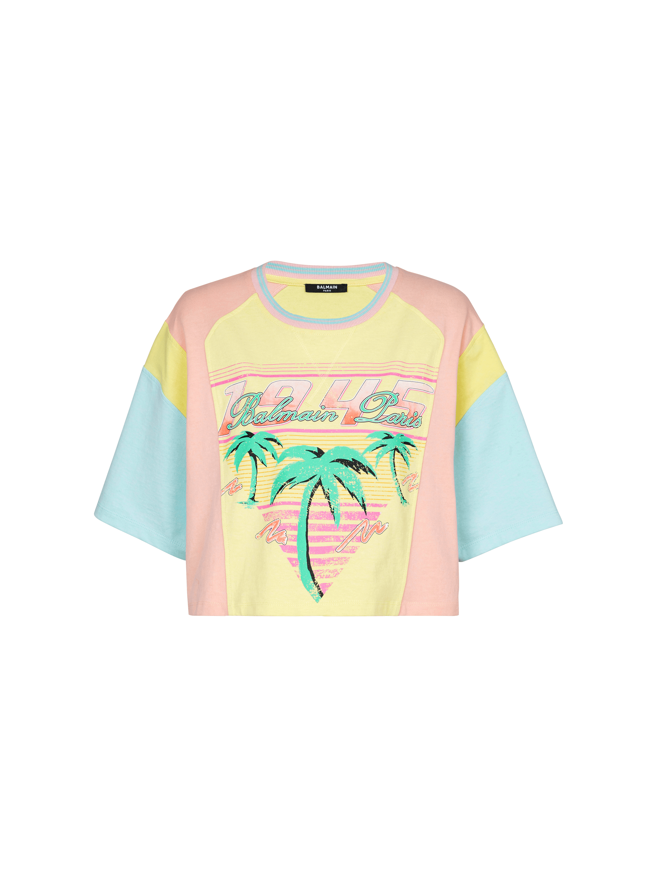 T-shirt with palm tree Balmain Signature print - Women | BALMAIN