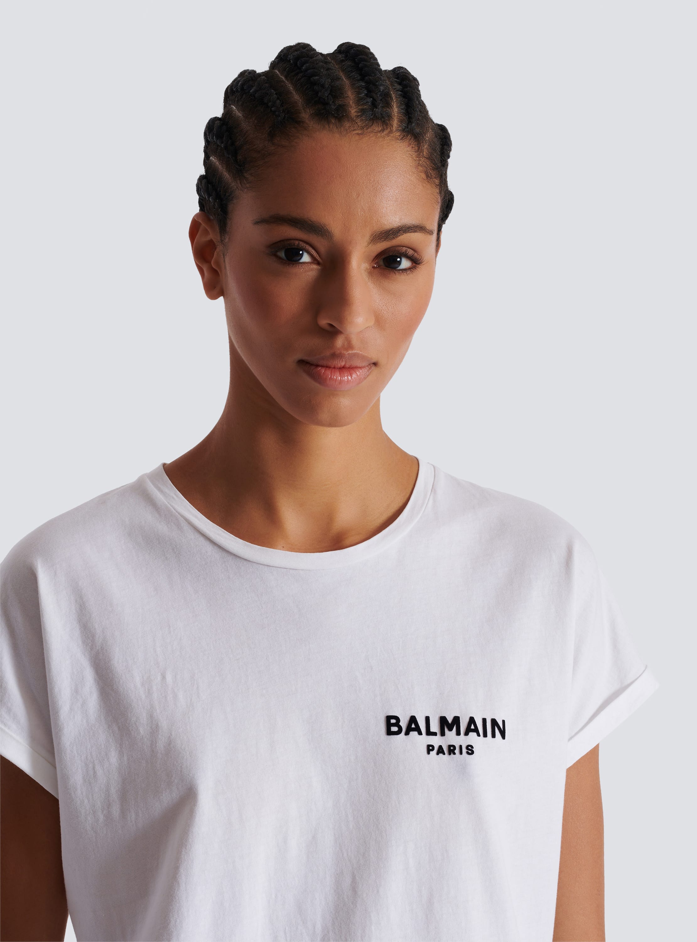 T shirt with flocked Balmain Paris logo