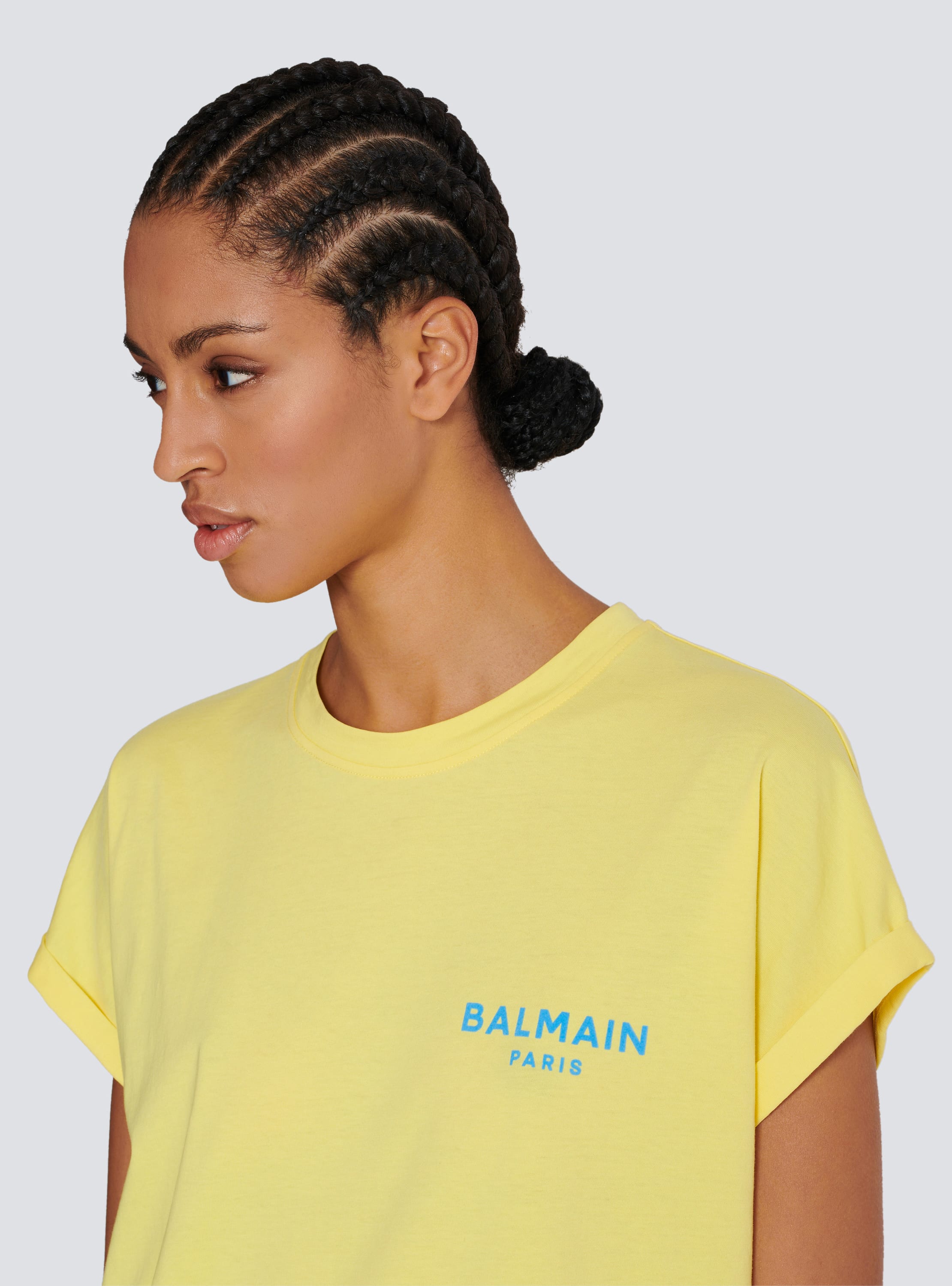 T shirt with flocked Balmain Paris logo