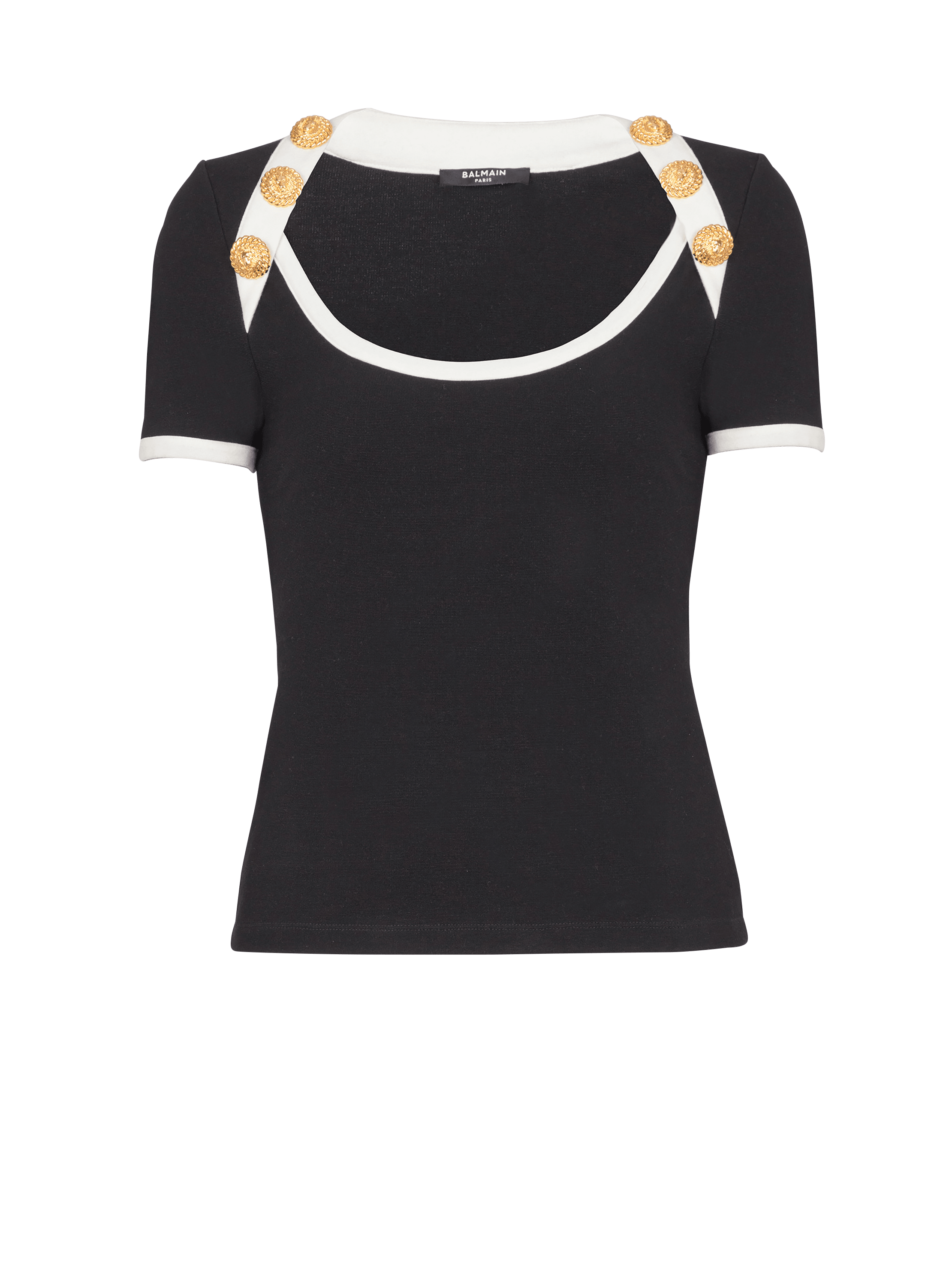 Two-tone T-shirt with button details