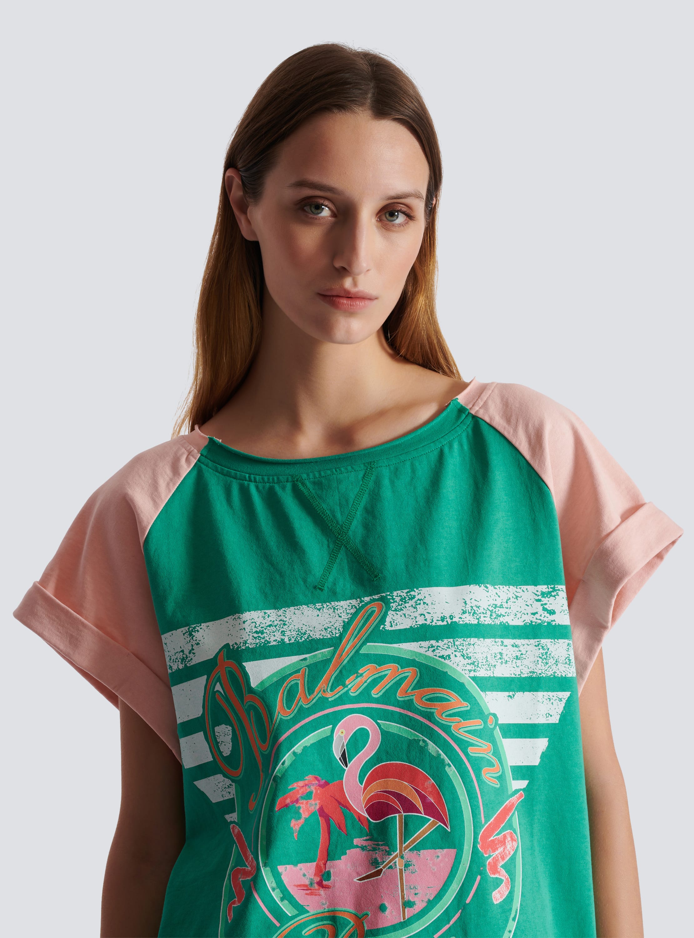 Balmain Flamingo T shirt green Women BALMAIN