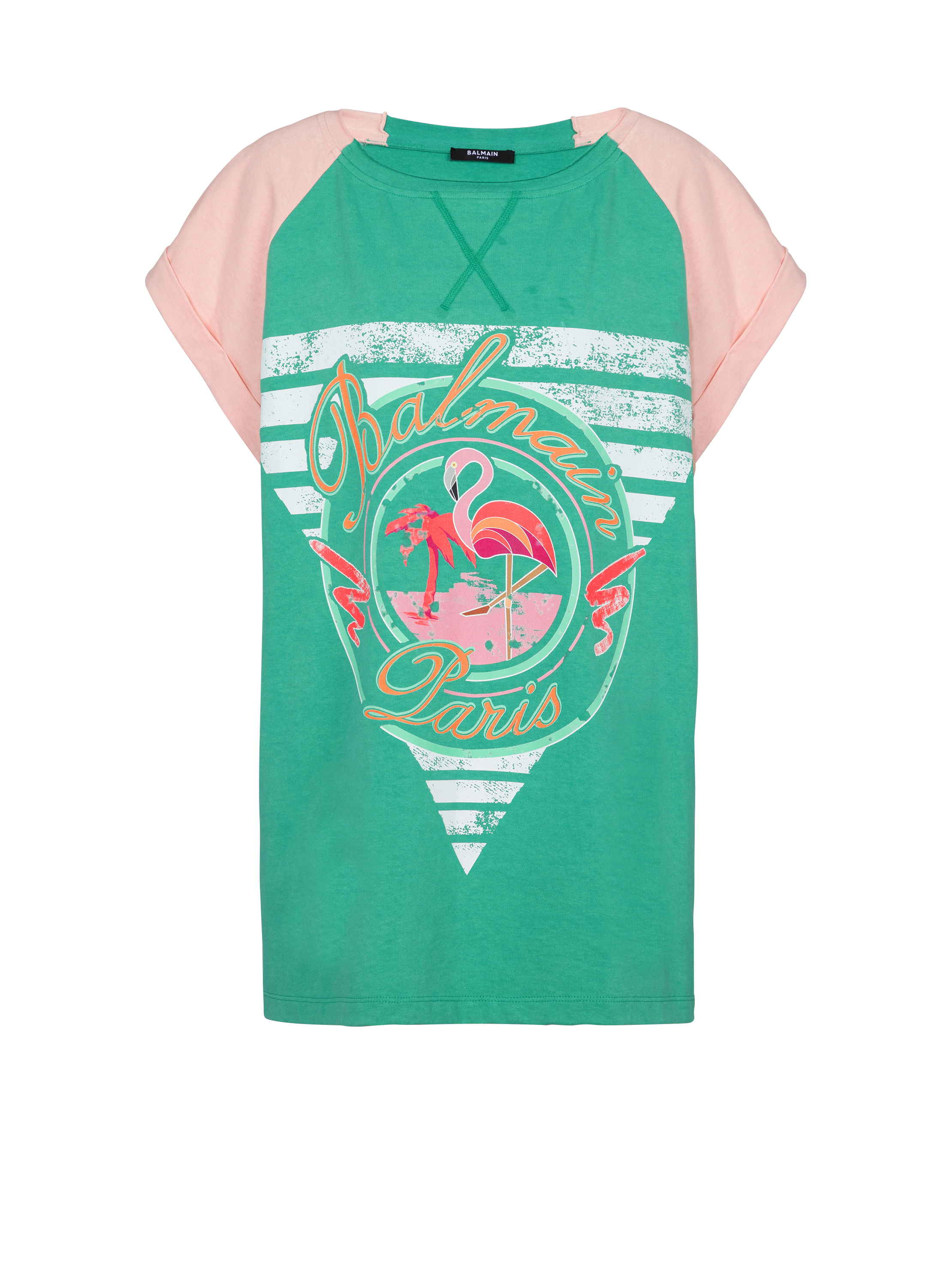 T-shirt imprimé Balmain Flamant rose