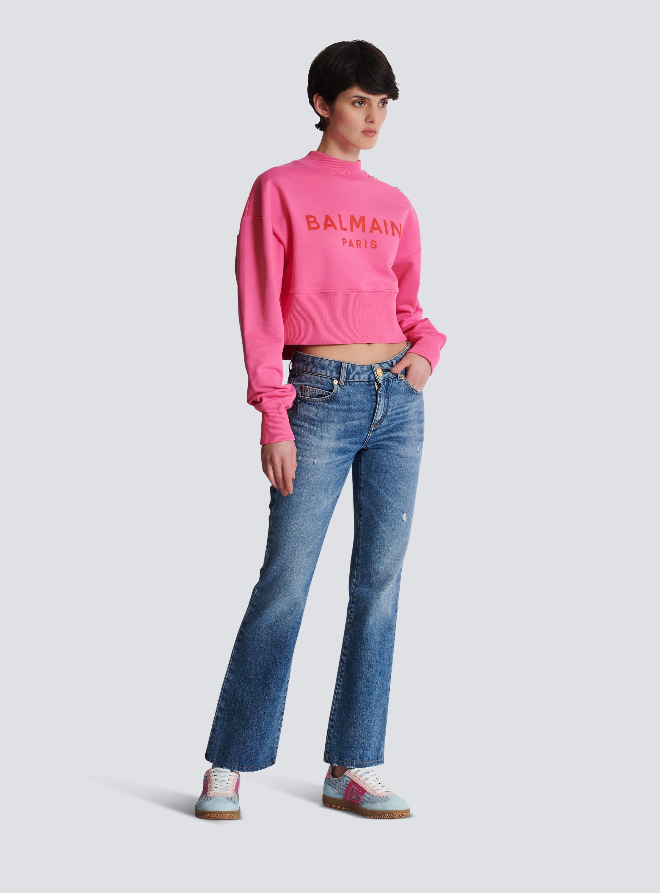 Balmain Kids logo-print long-sleeved sweatshirt - Pink