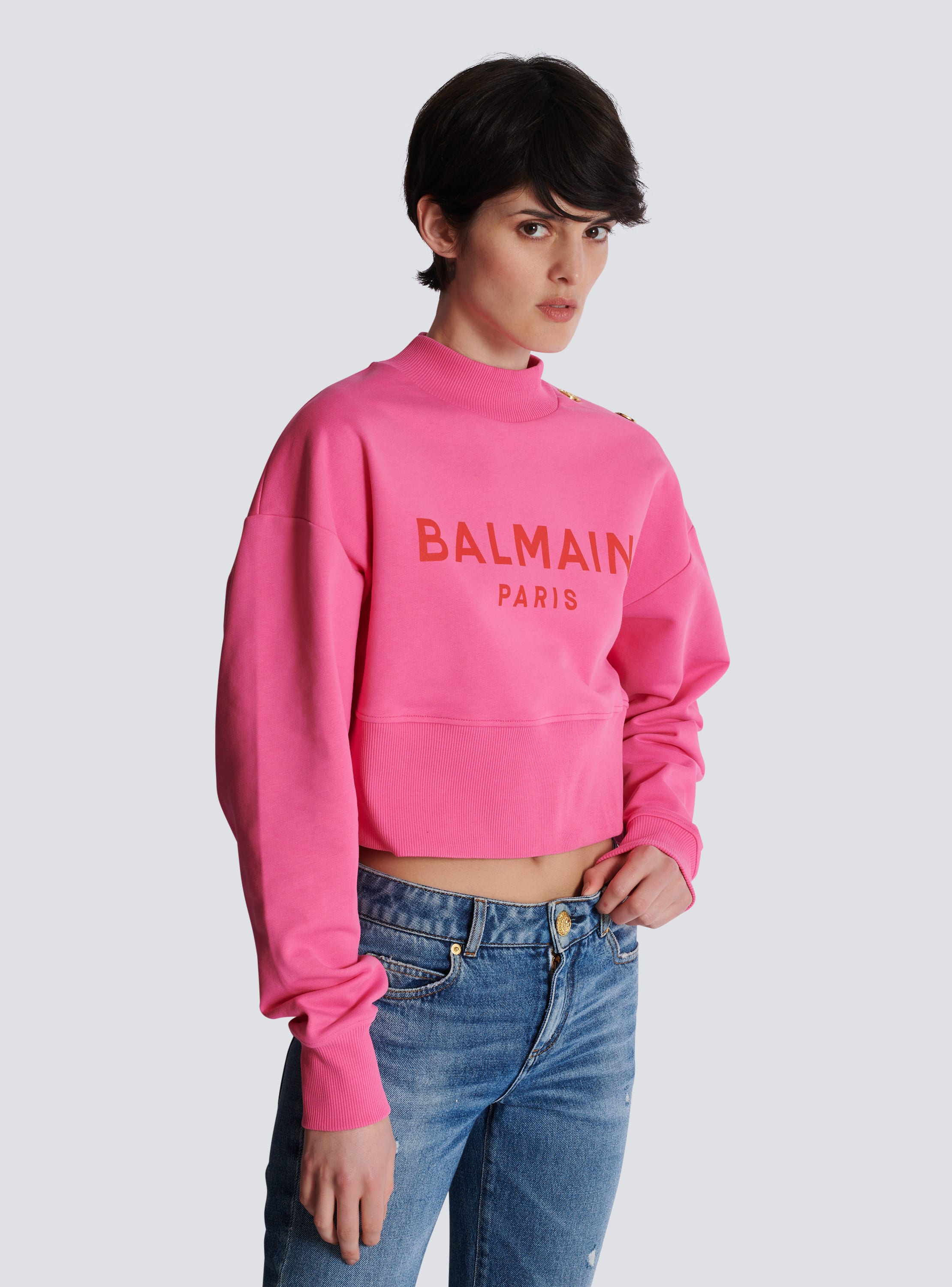 Balmain Kids logo-embellished cotton hoodie - Pink