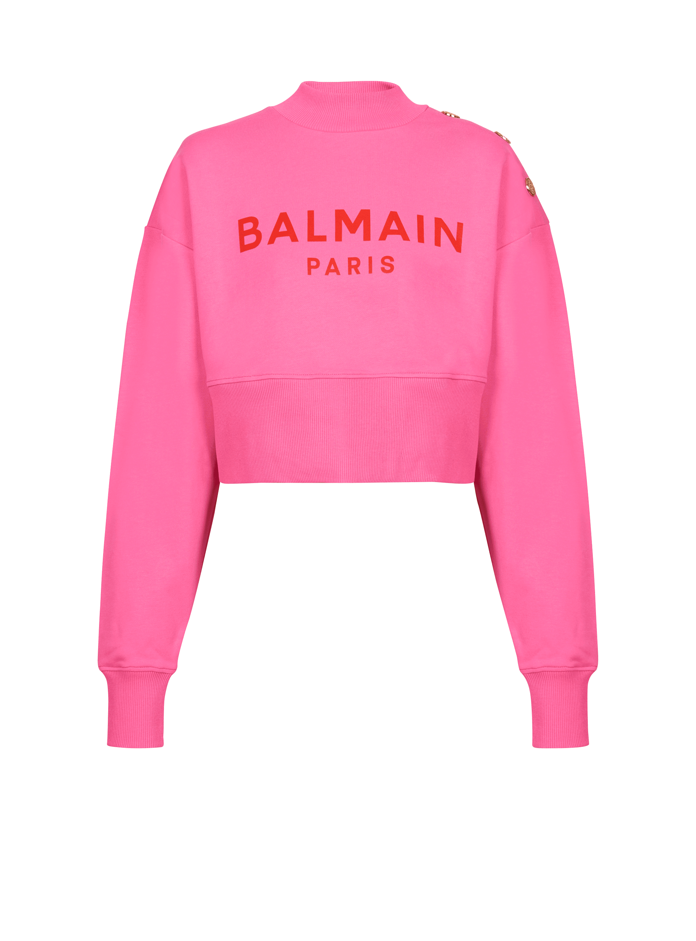 Balmain Paris 프린트 장식 크롭 스웨트셔츠