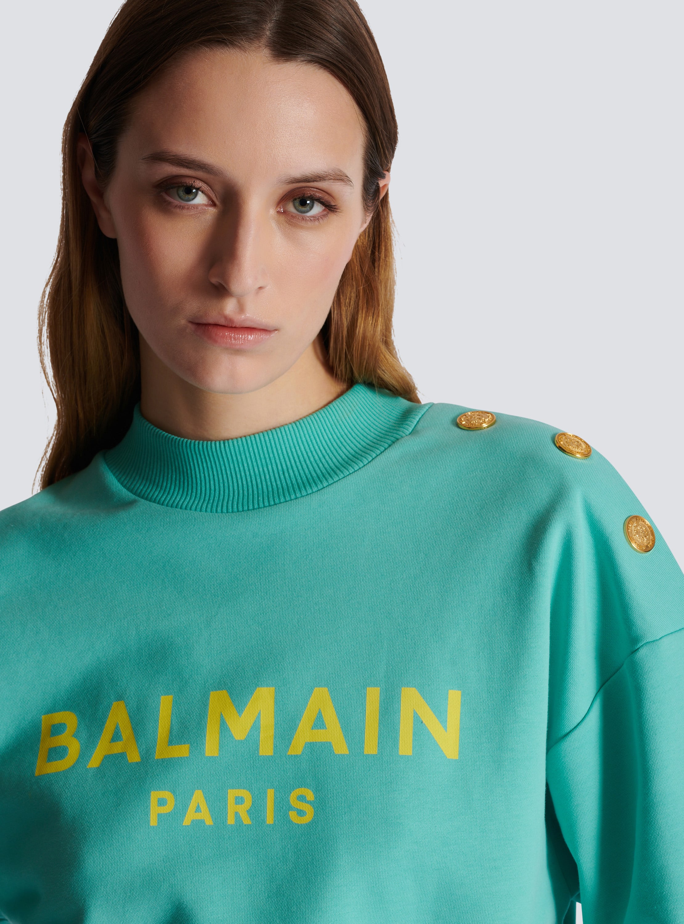 Balmain Kids logo-print cotton sweatshirt - Green