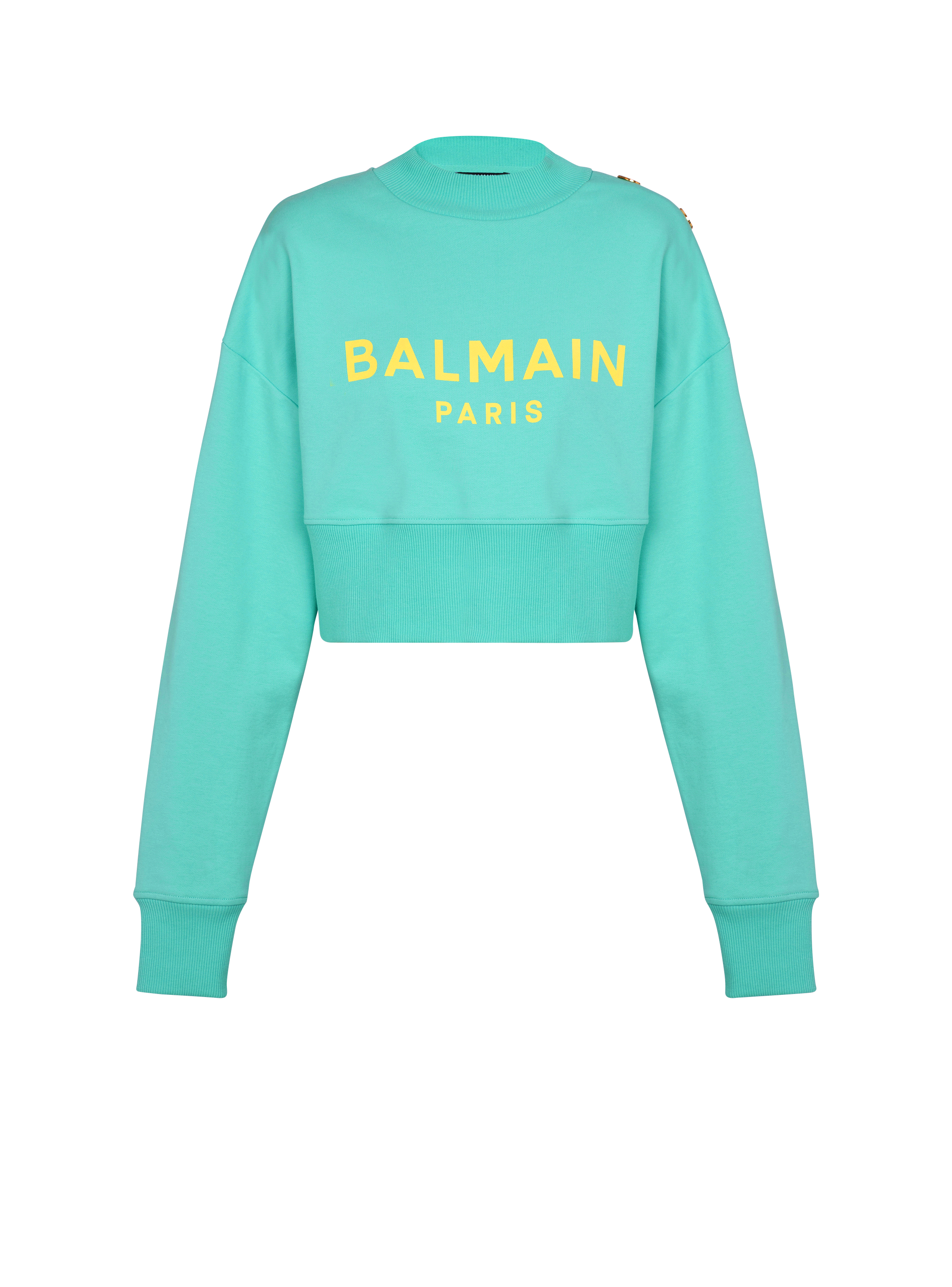 Kurzes Sweatshirt mit Balmain Paris-Print