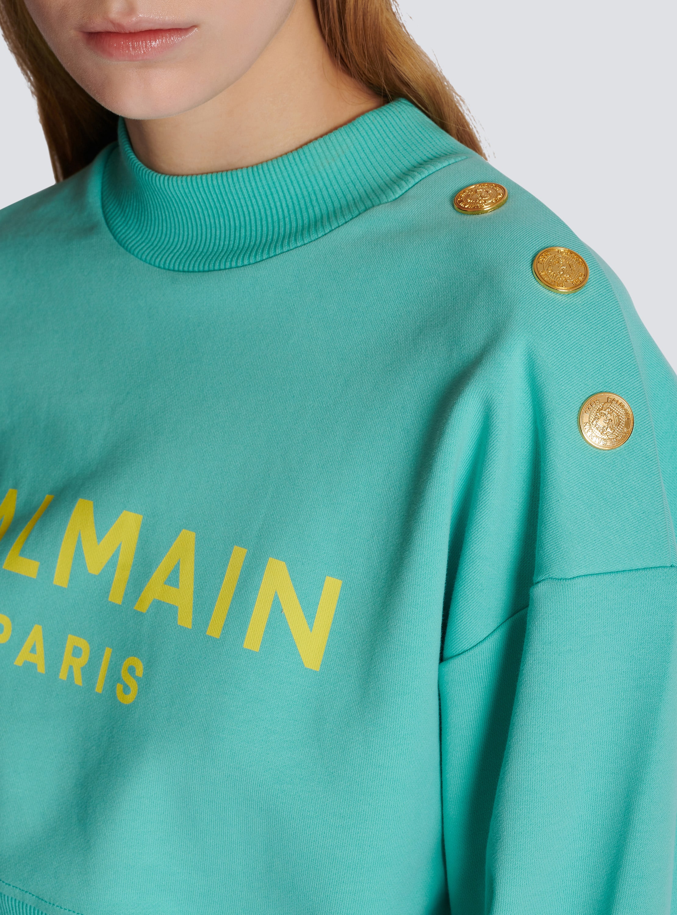 Cropped sweatshirt with Balmain Paris print
