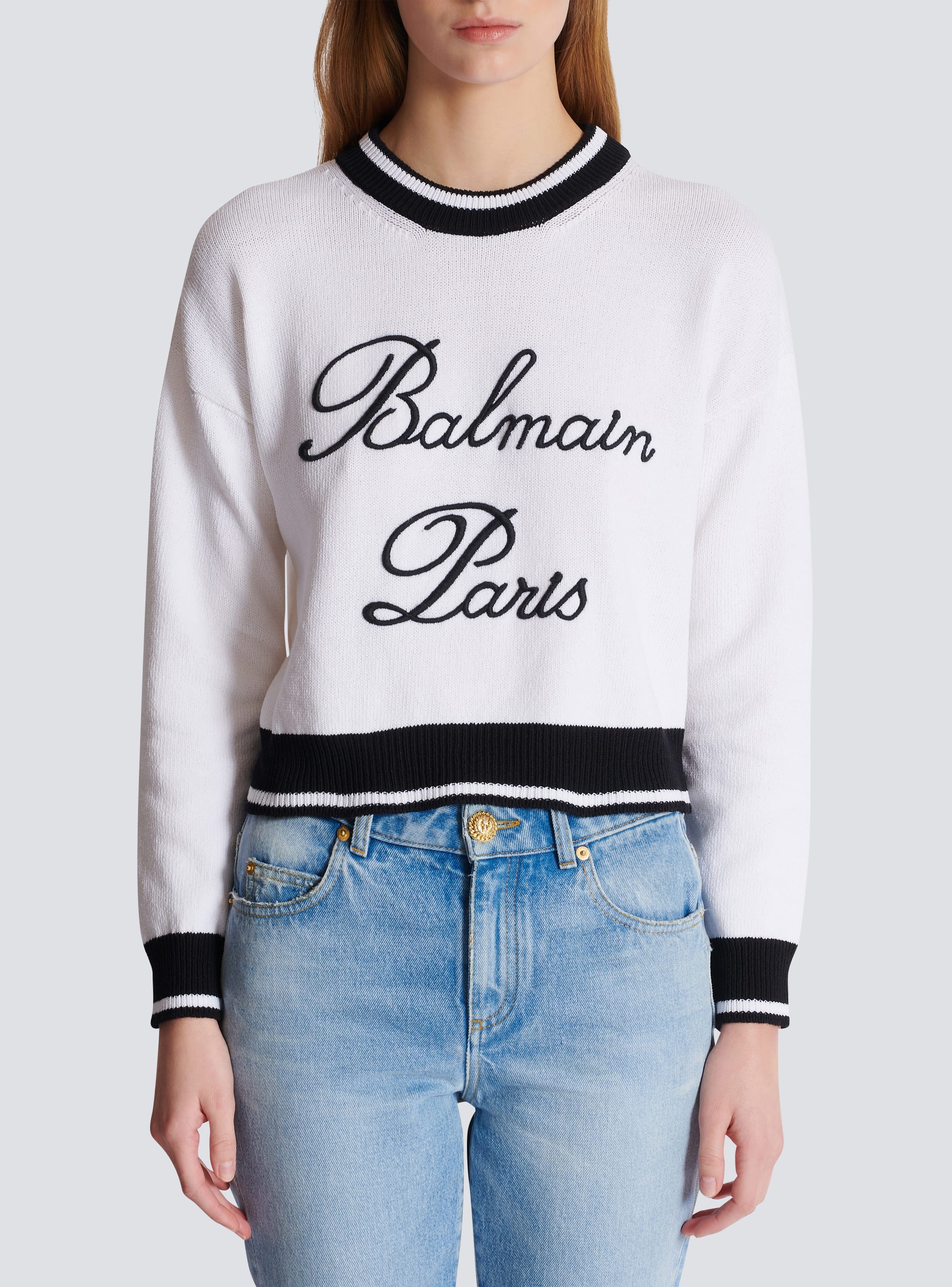 Balmain white sweater hotsell