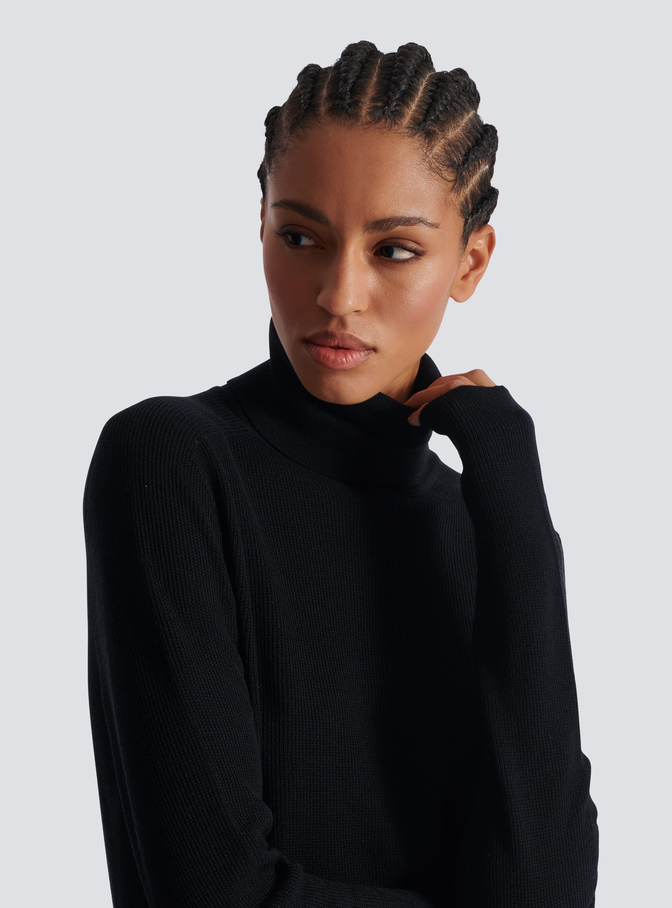 Knitted turtleneck jumper black Women BALMAIN