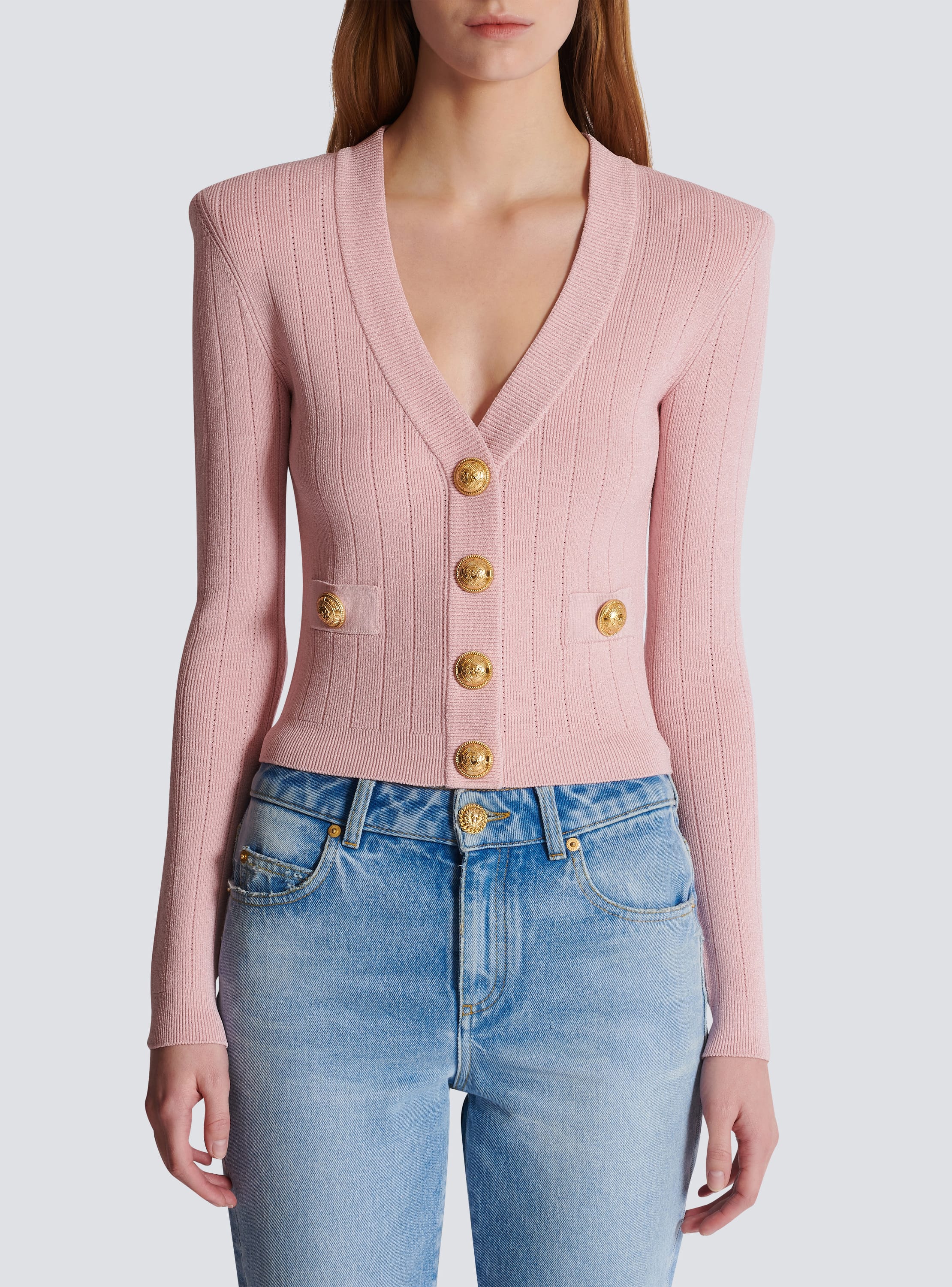 Cropped knit cardigan