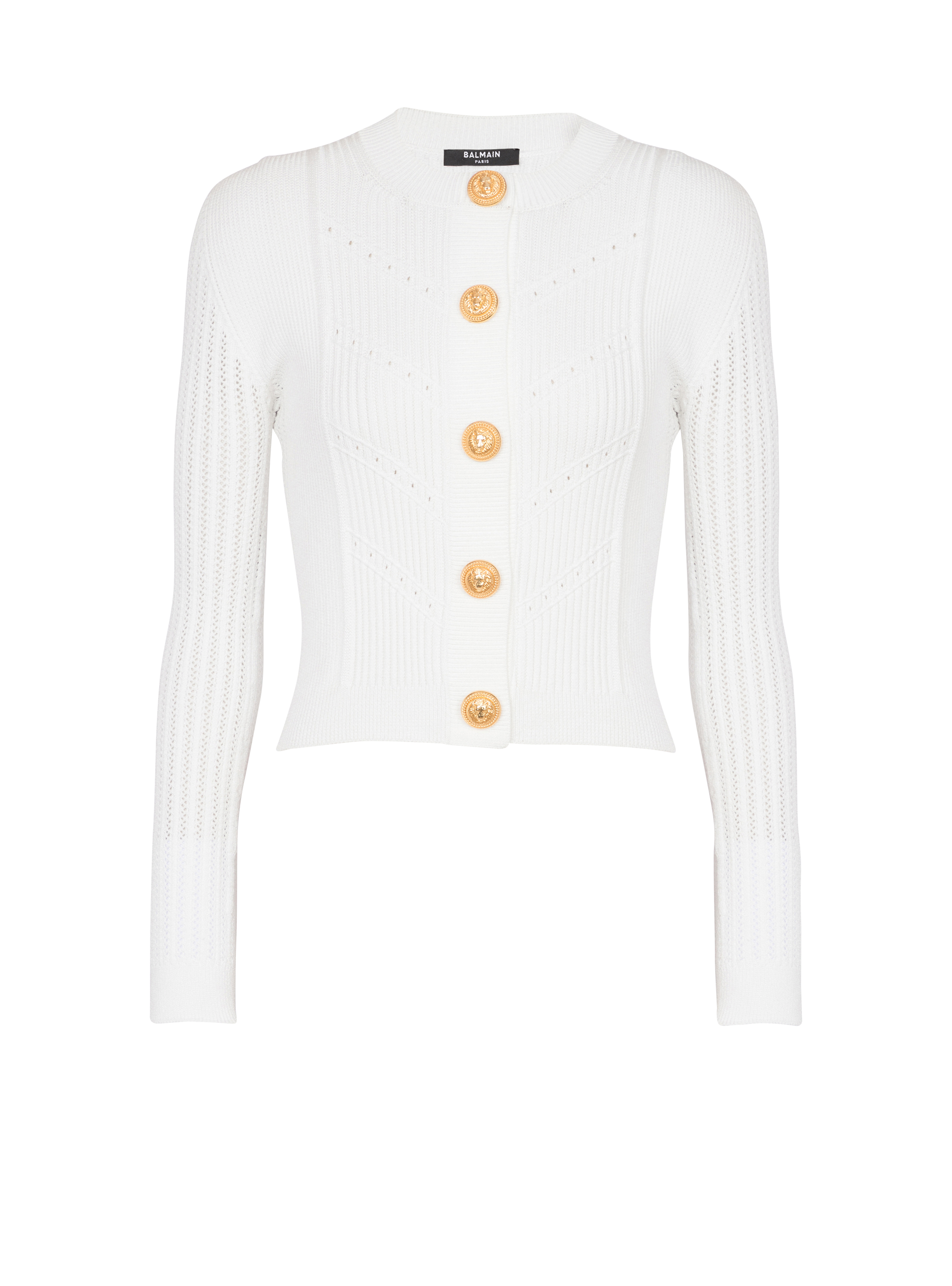 balmain paris Cardigan court en maille blanc - Femme