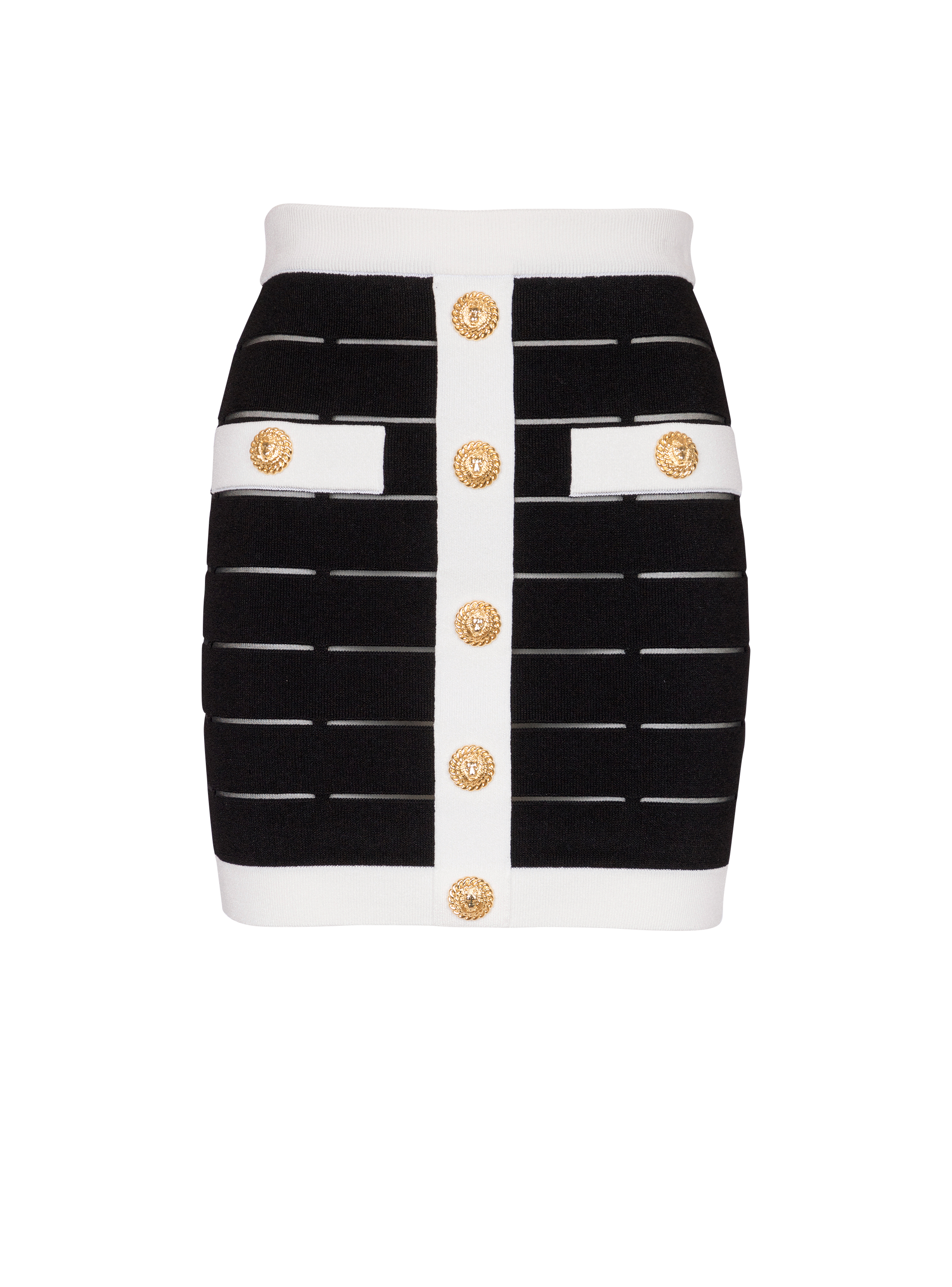 Falda de punto bicolor con botones