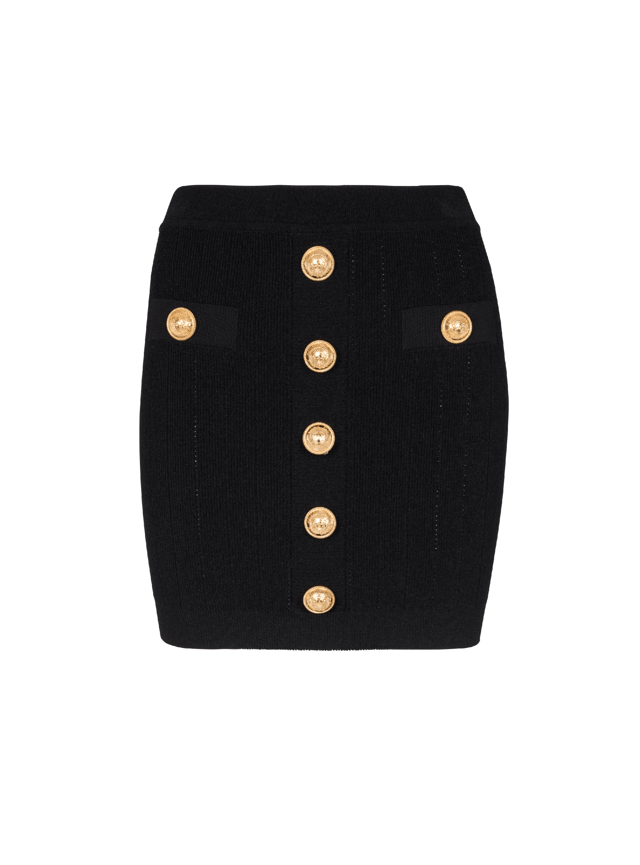 Black skirt gold buttons best sale