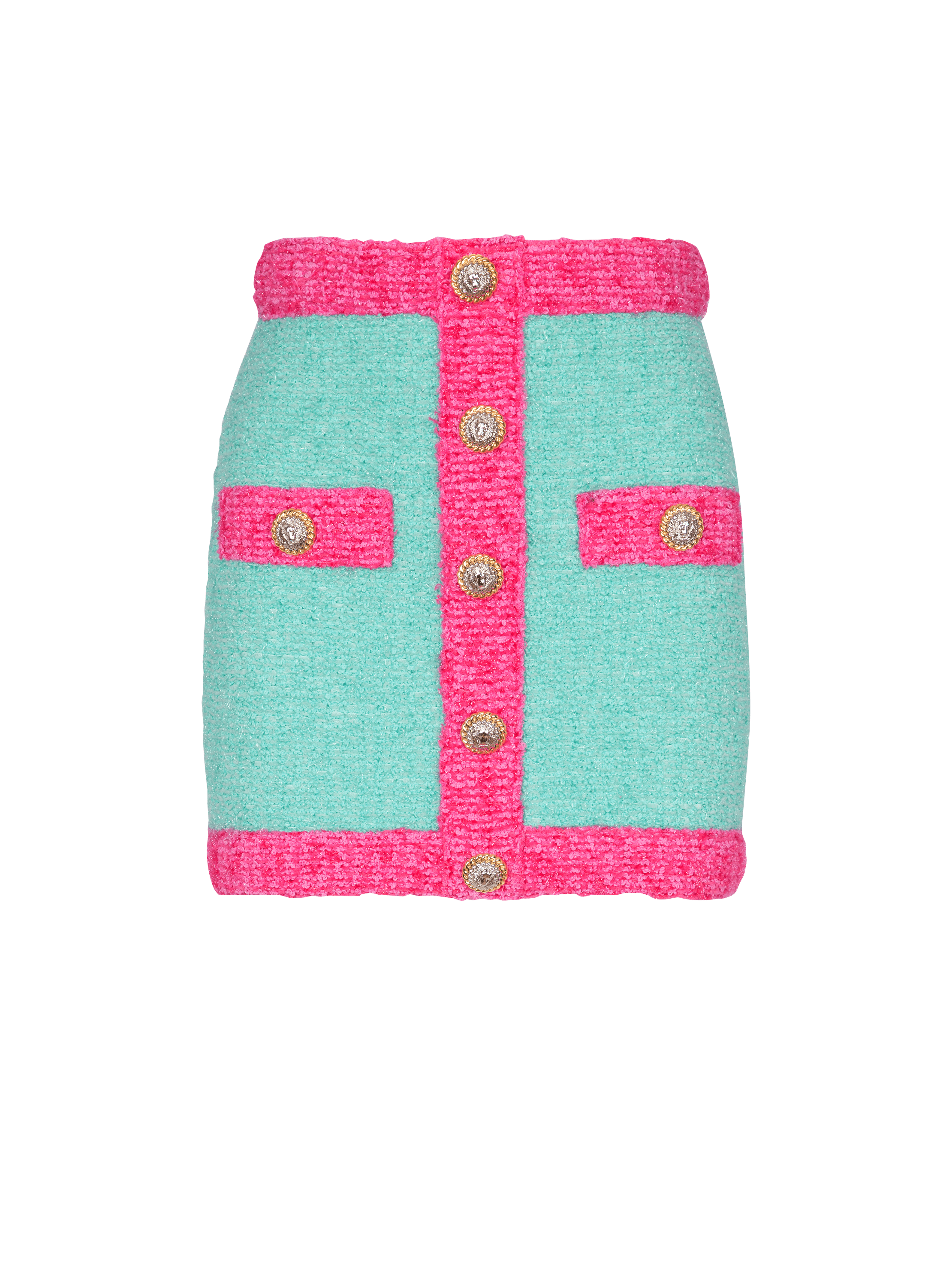 Falda de punto bicolor con botones