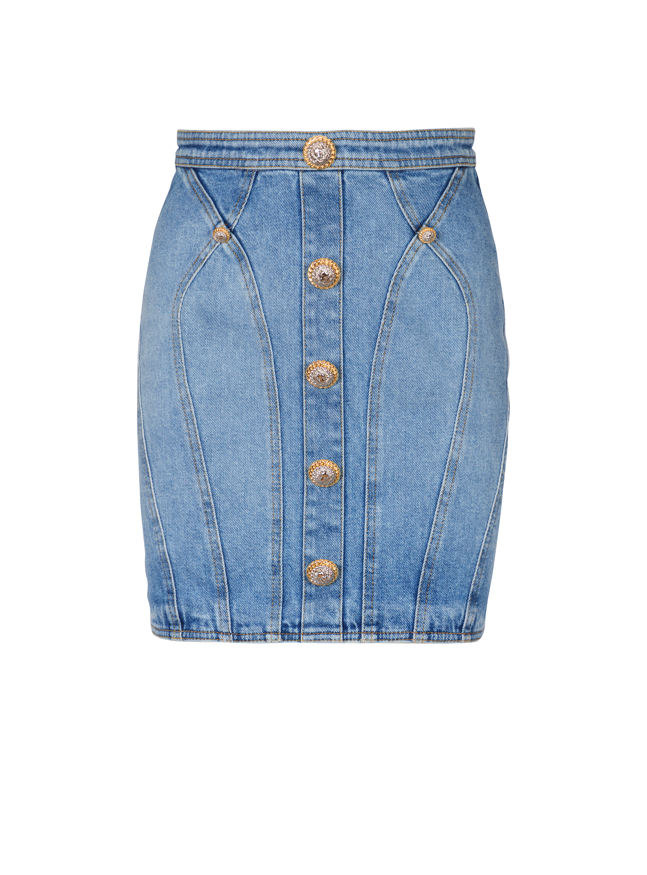 Buttoned denim skirt