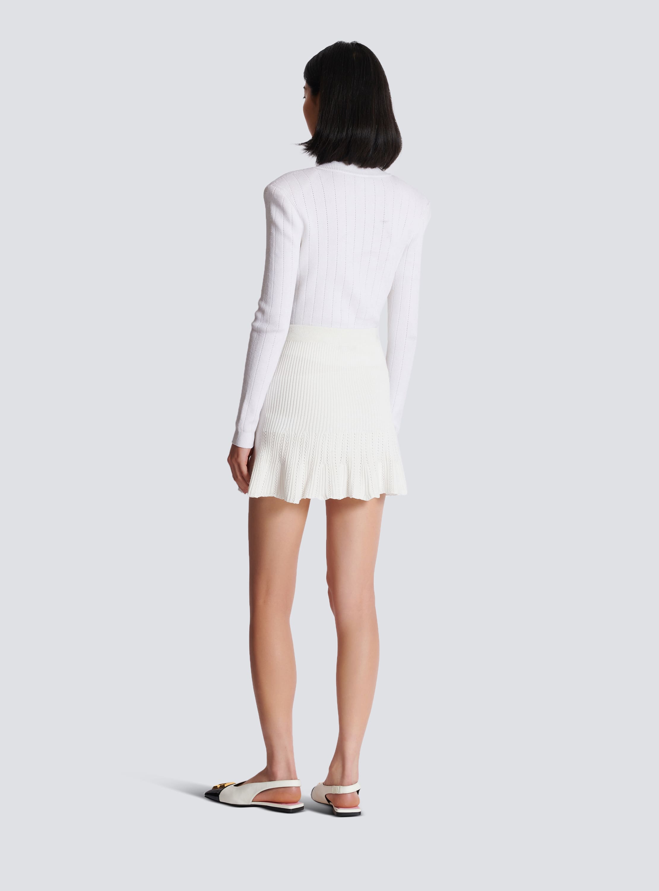 Knitted skater skirt white Women BALMAIN