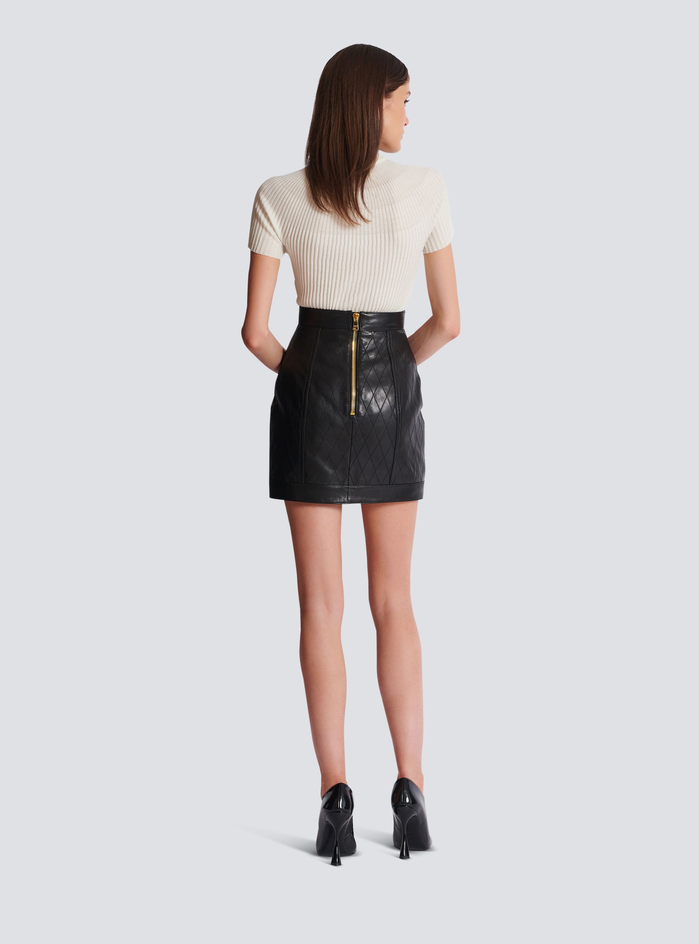 Balmain leather mini skirt - Black