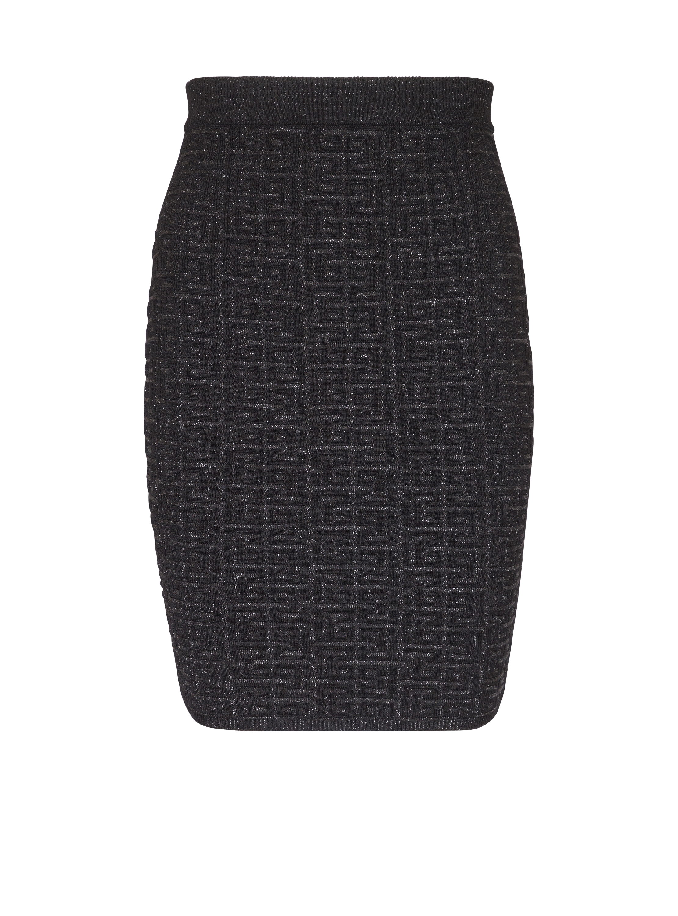 balmain paris Jupe en maille monogramme PB Labyrinthe noir - Femme