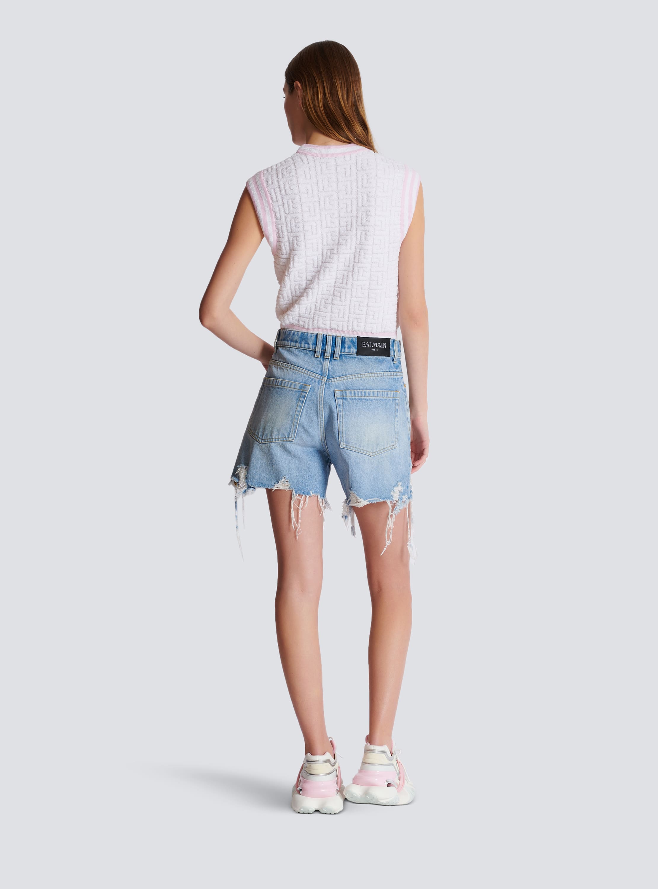 Balmain layered denim shorts - Blue