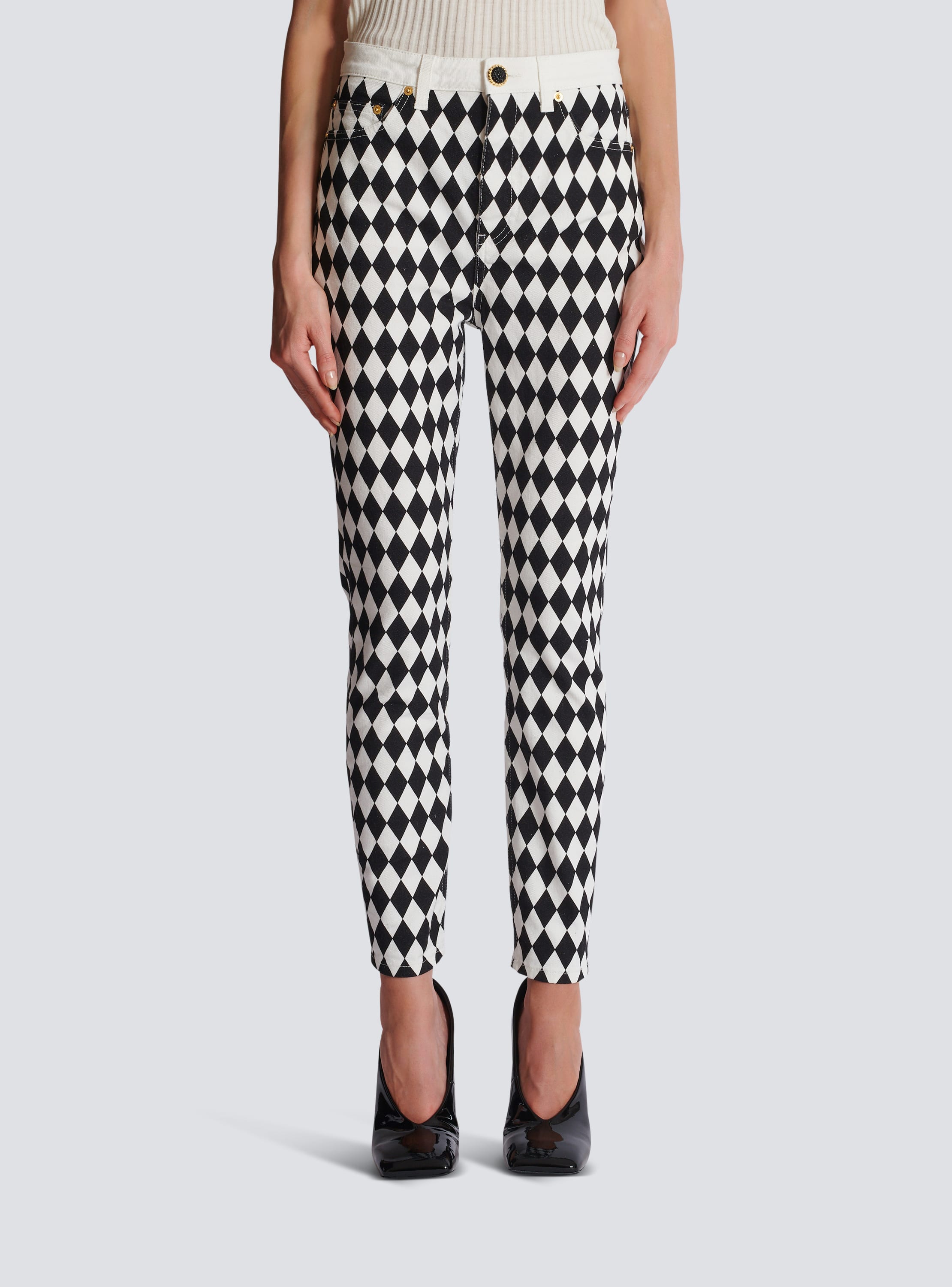 Checkered skinny jeans hotsell