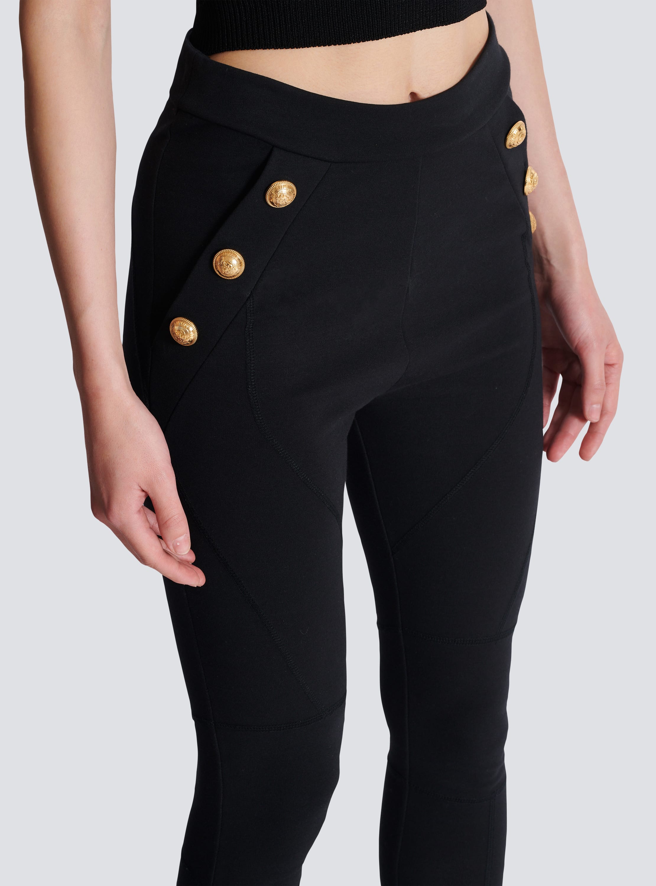 Black leggings with gold studs hotsell