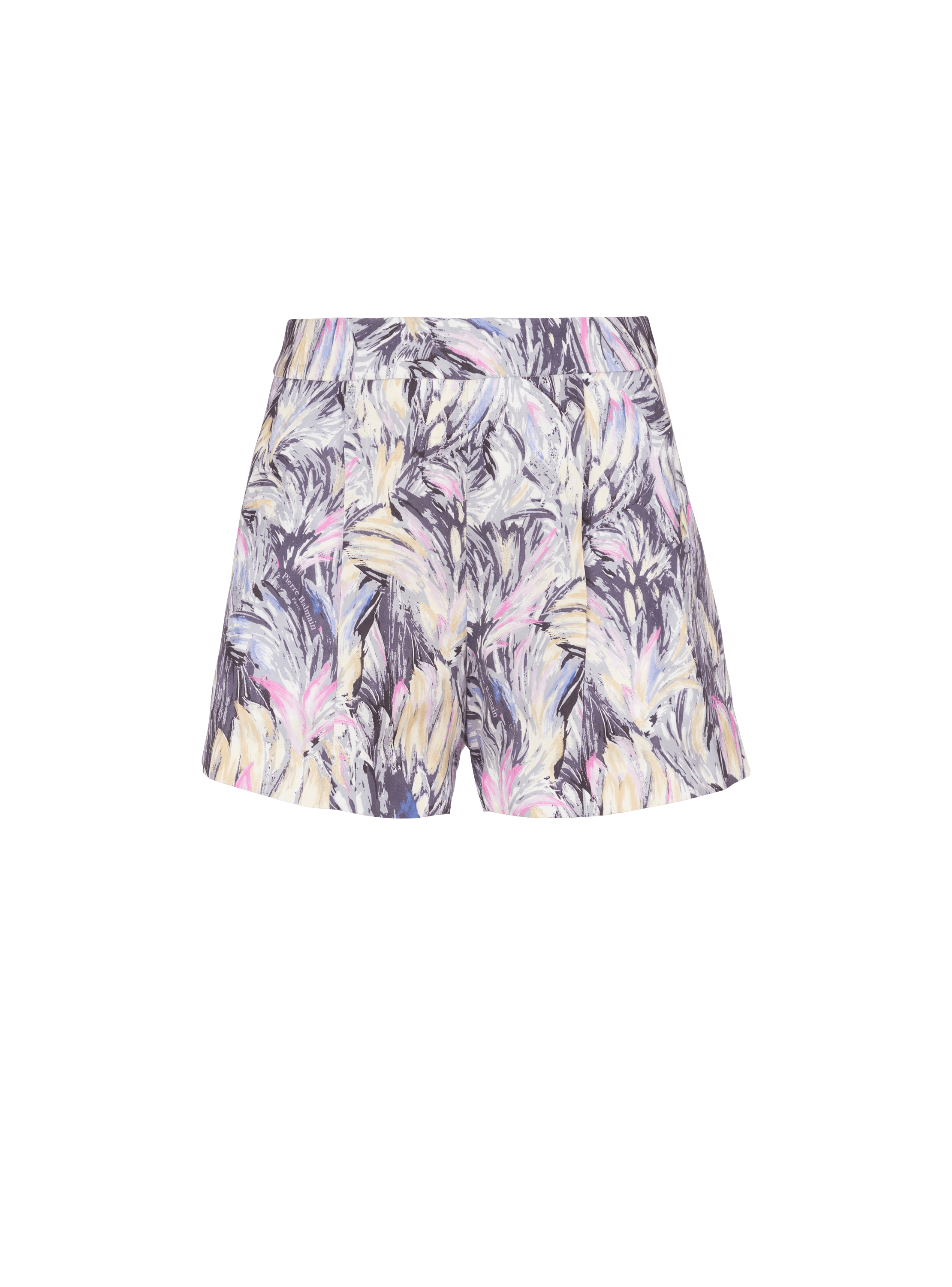 Shorts con estampado de plumas