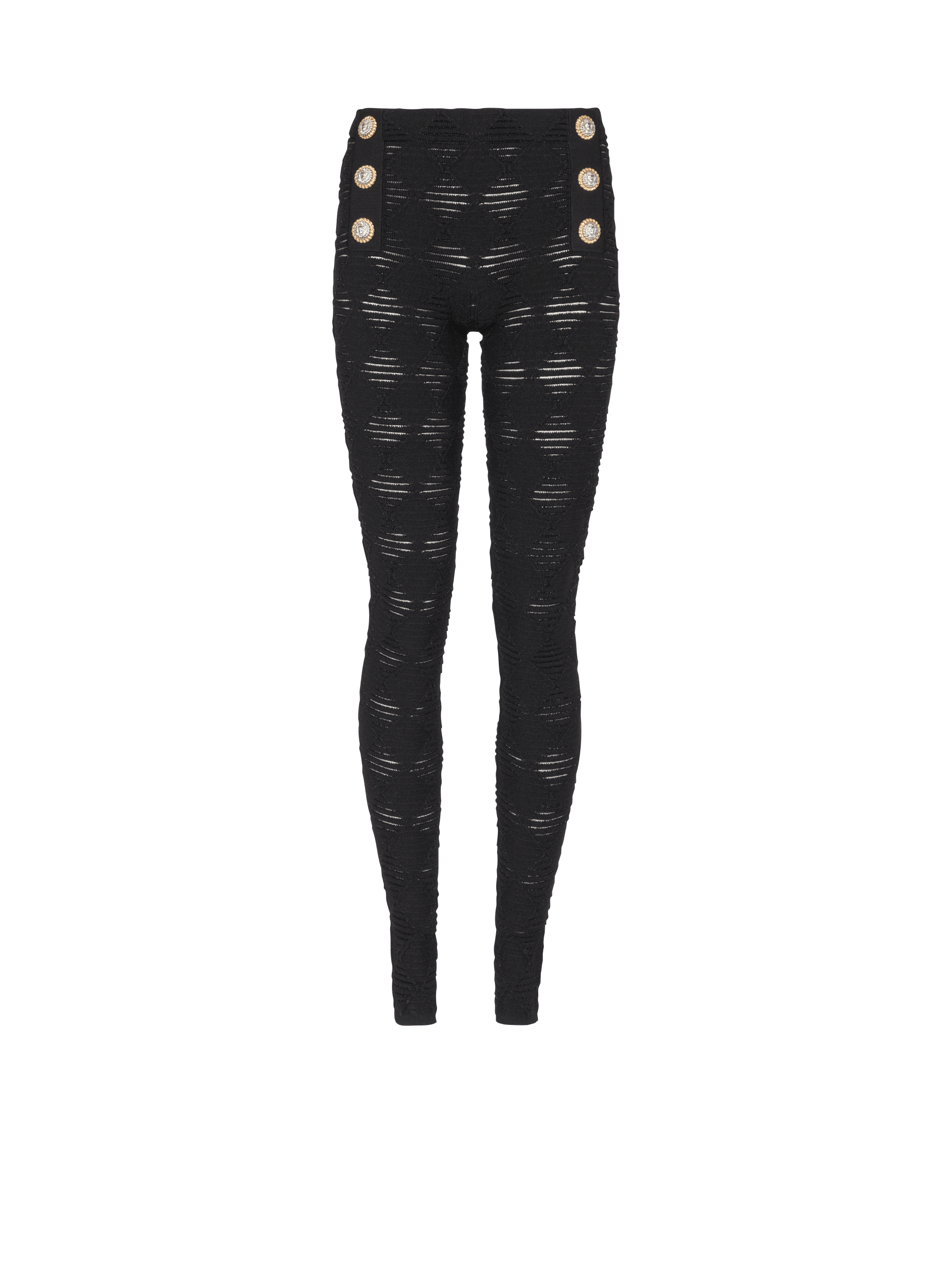 Leggings con 6 bottoni in maglia con motivo a rombi