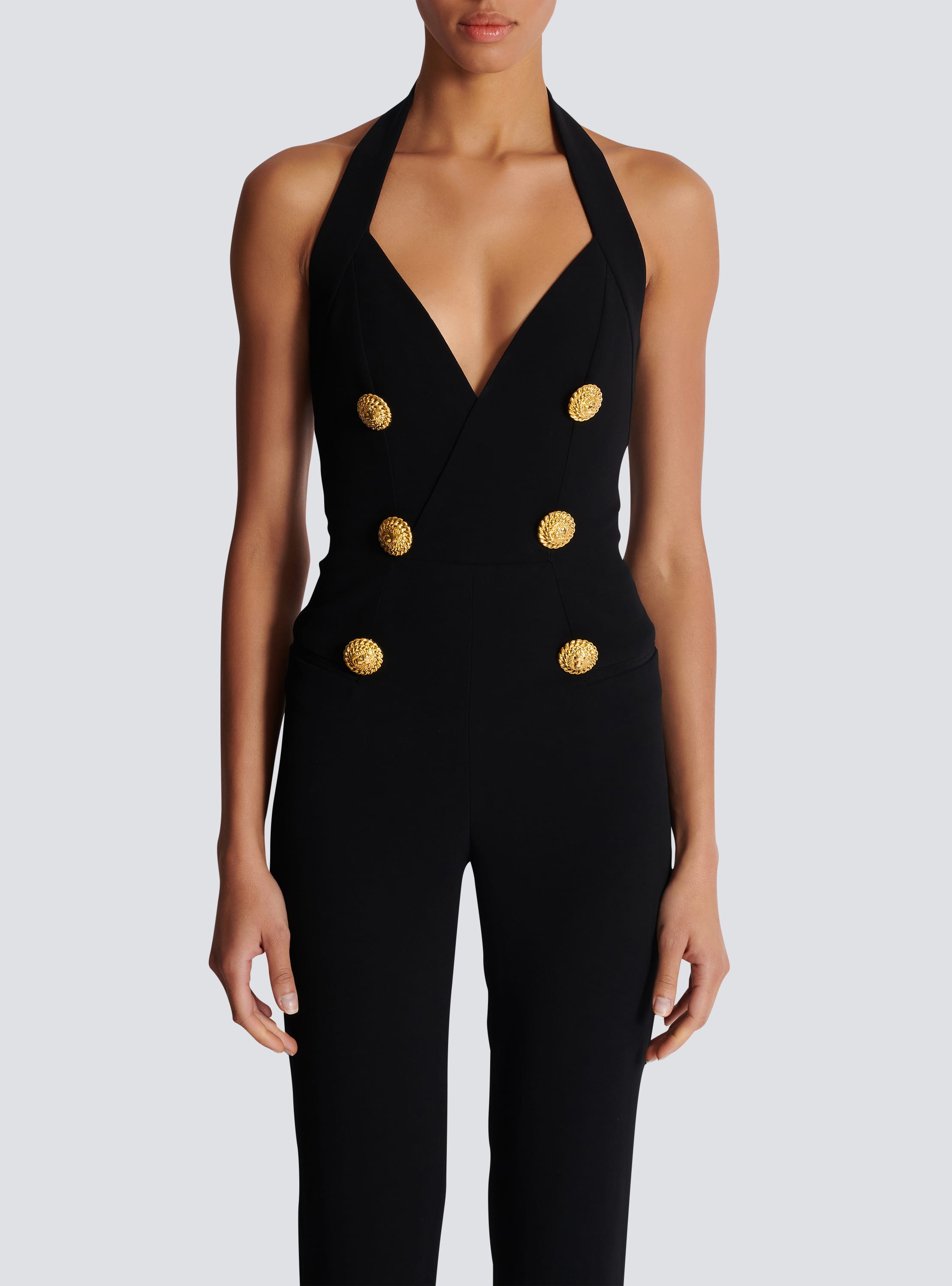 Balmain black jumpsuit on sale