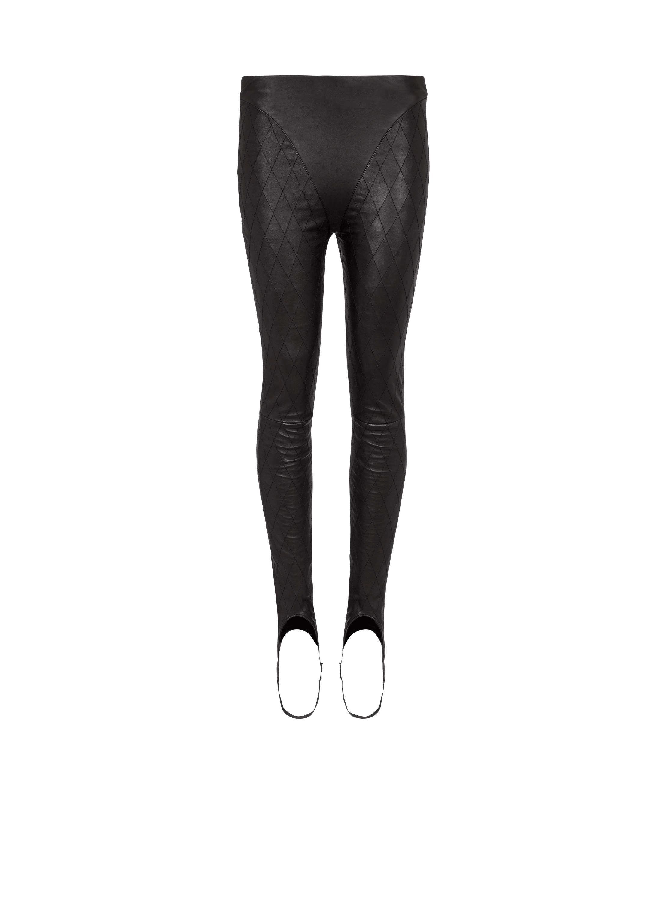 Topstitched leather leggings