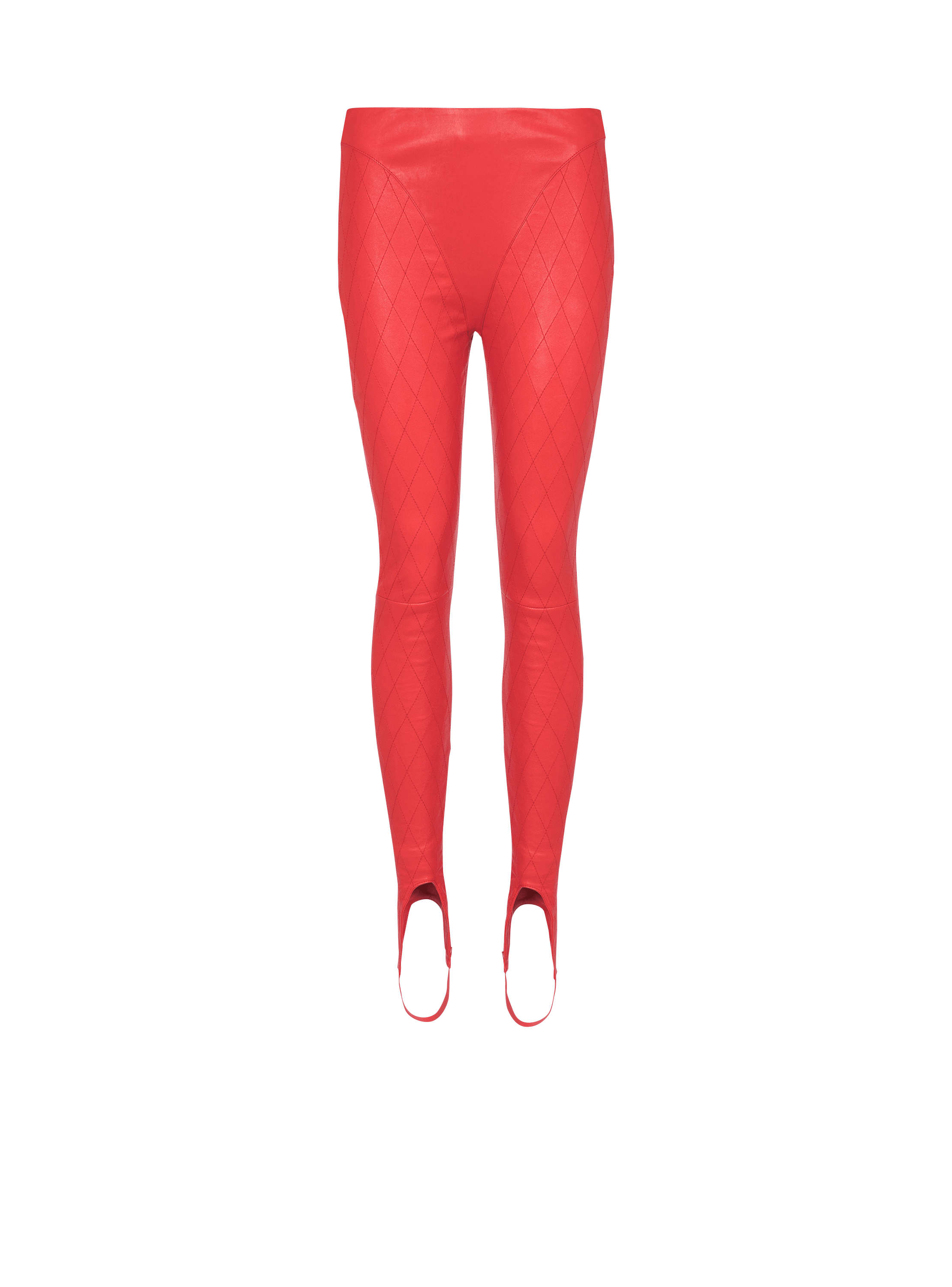 Topstitched leather leggings