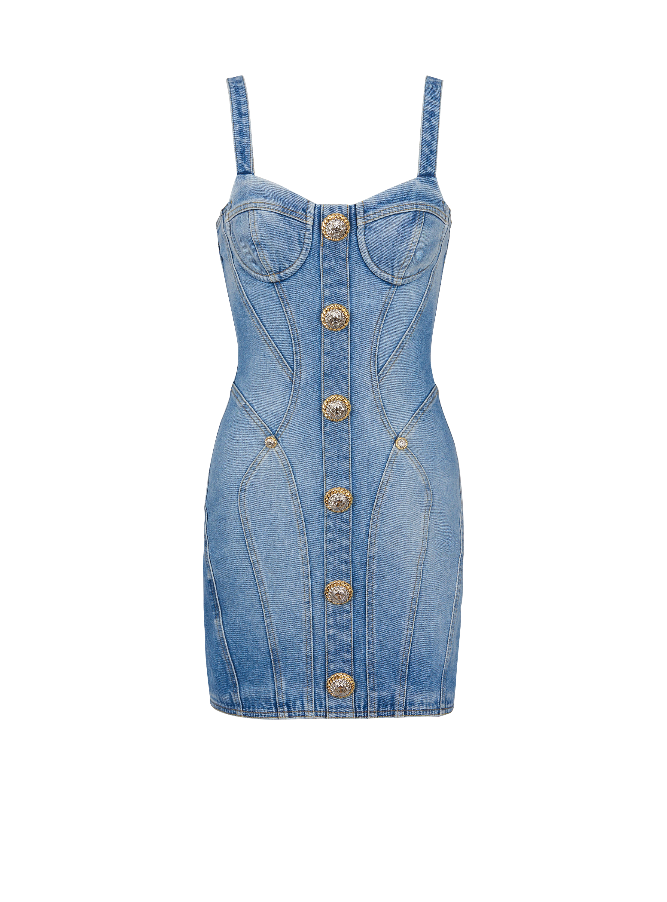 Robe courte en denim à boutons