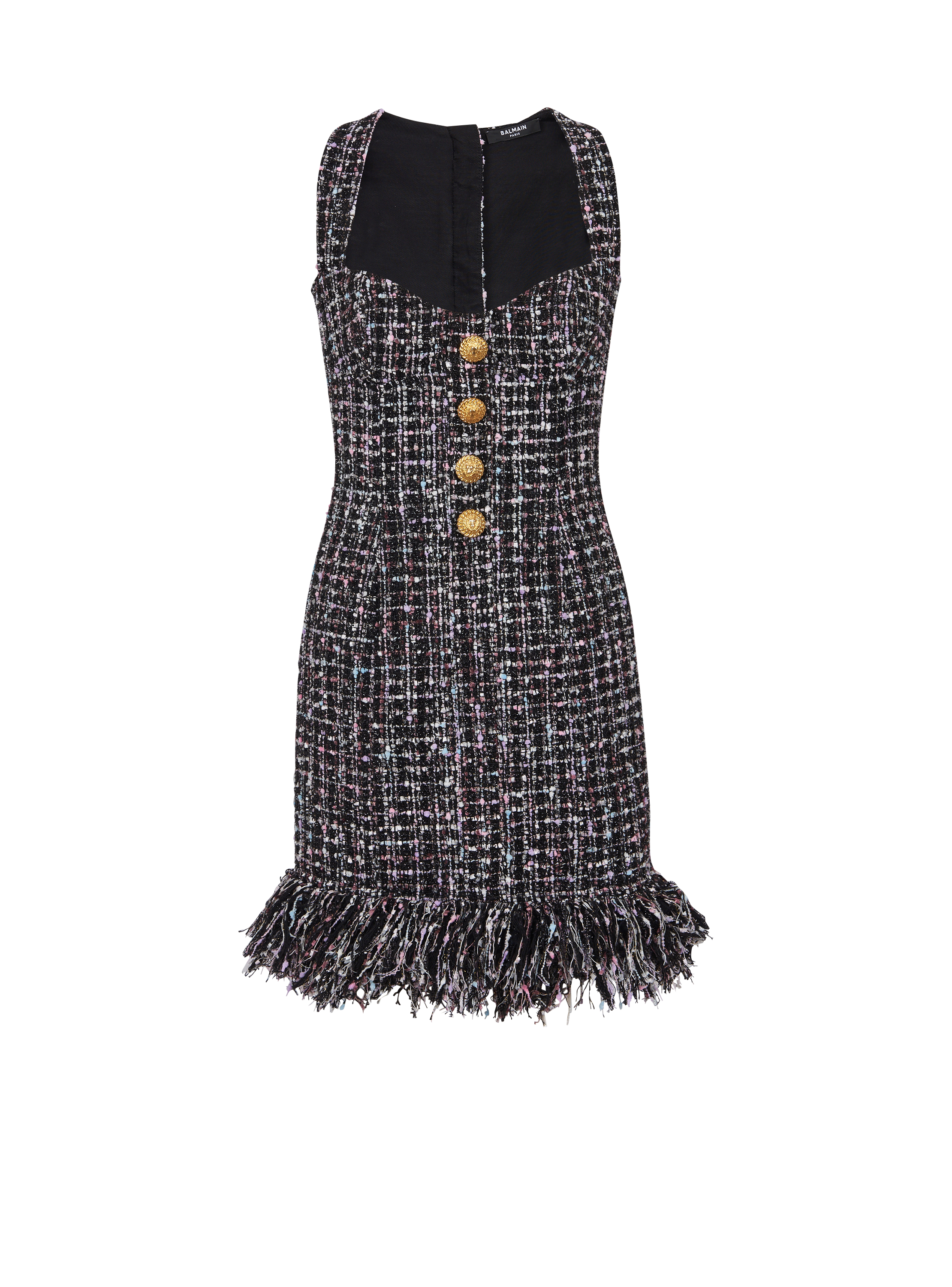 Vestido corto de tweed con botones