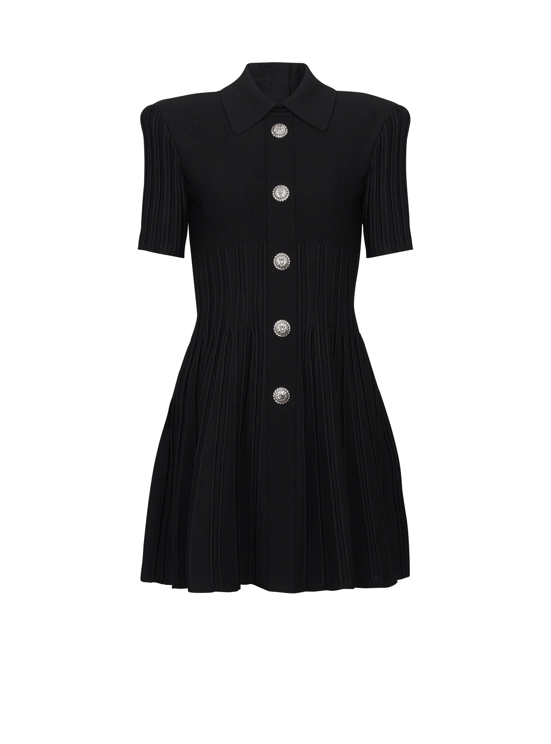 Flared knit dress with buttons