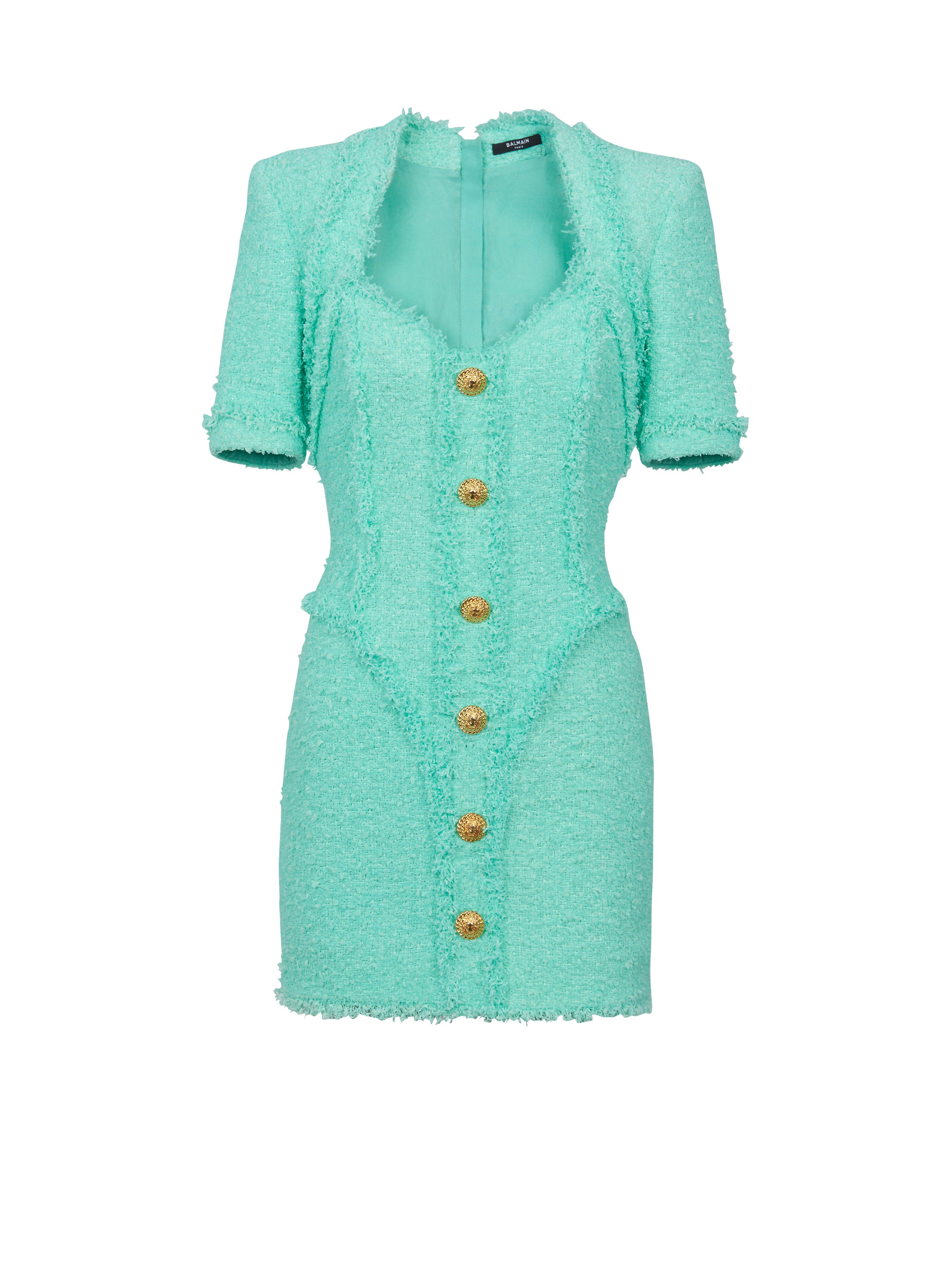 Tweed dress with buttons