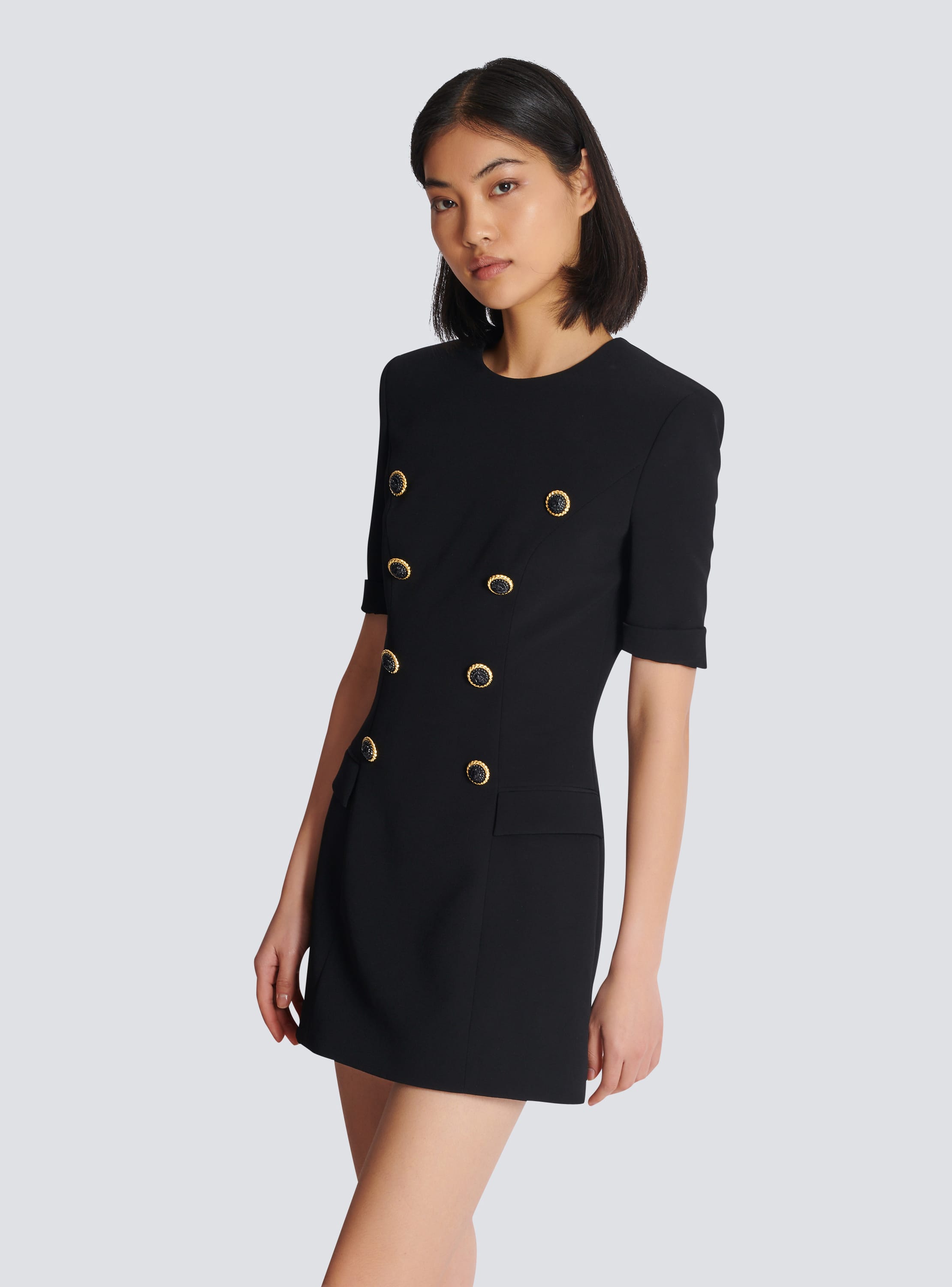 8 button crepe dress black Women BALMAIN