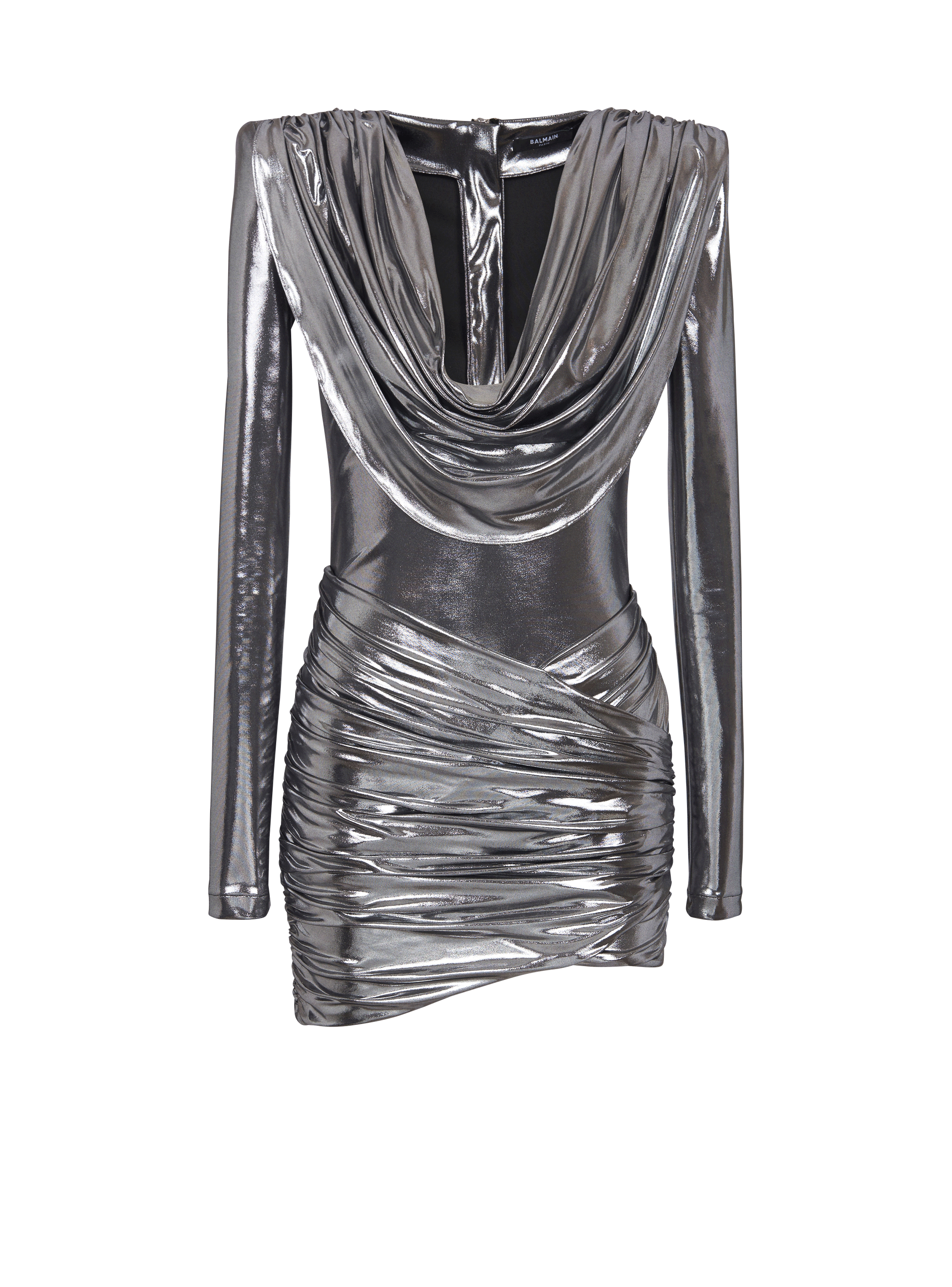 Short metallic draped dress